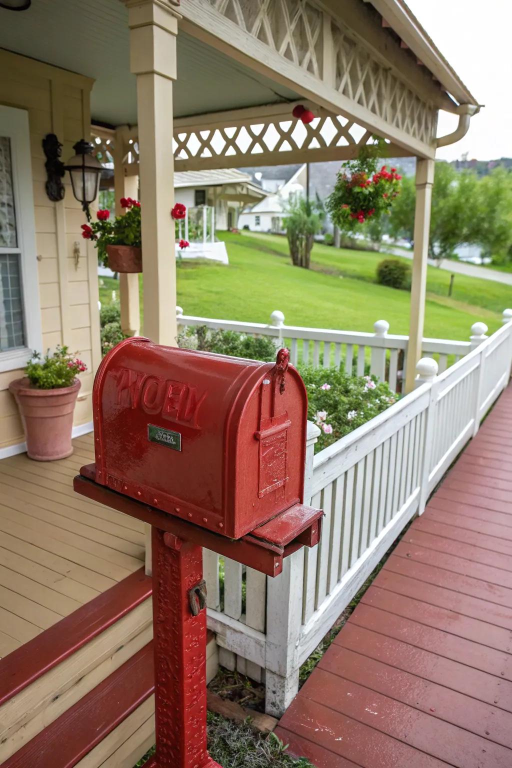 A vintage envelope-shaped mailbox that exudes old-world charm.