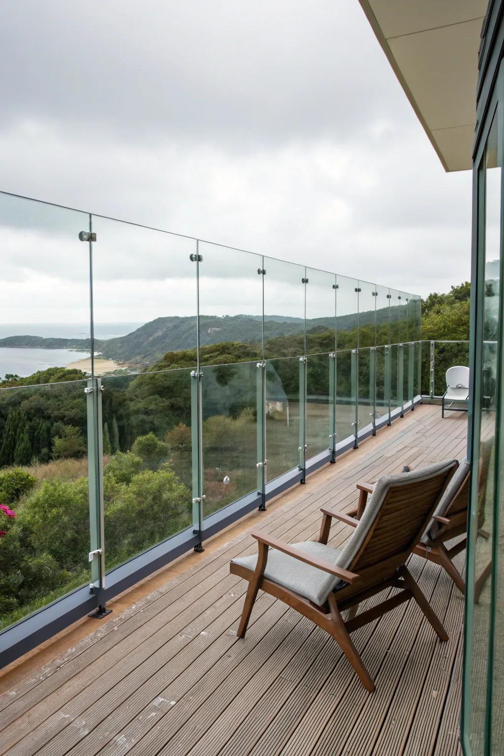 Deck with clear glass panels for an open and airy feel.