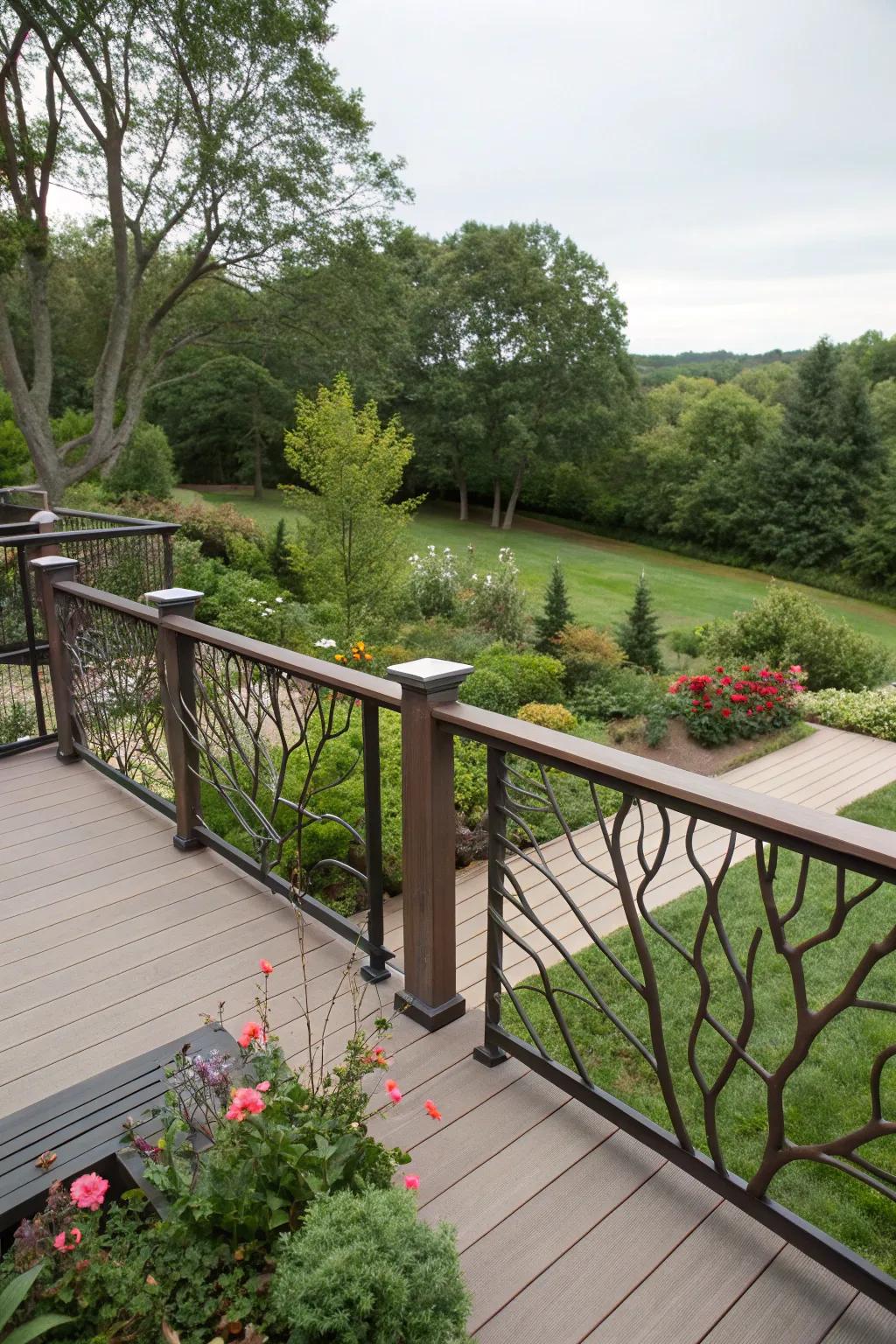 Branch-inspired railings create a natural aesthetic.