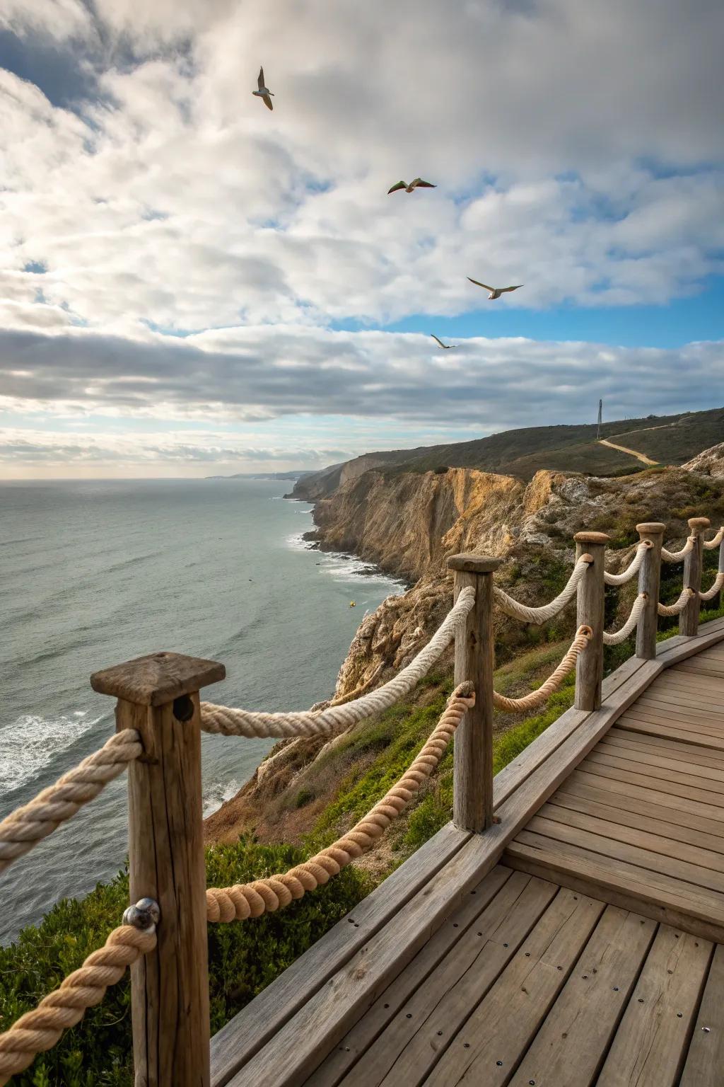 Rope accents add a nautical touch to the deck.