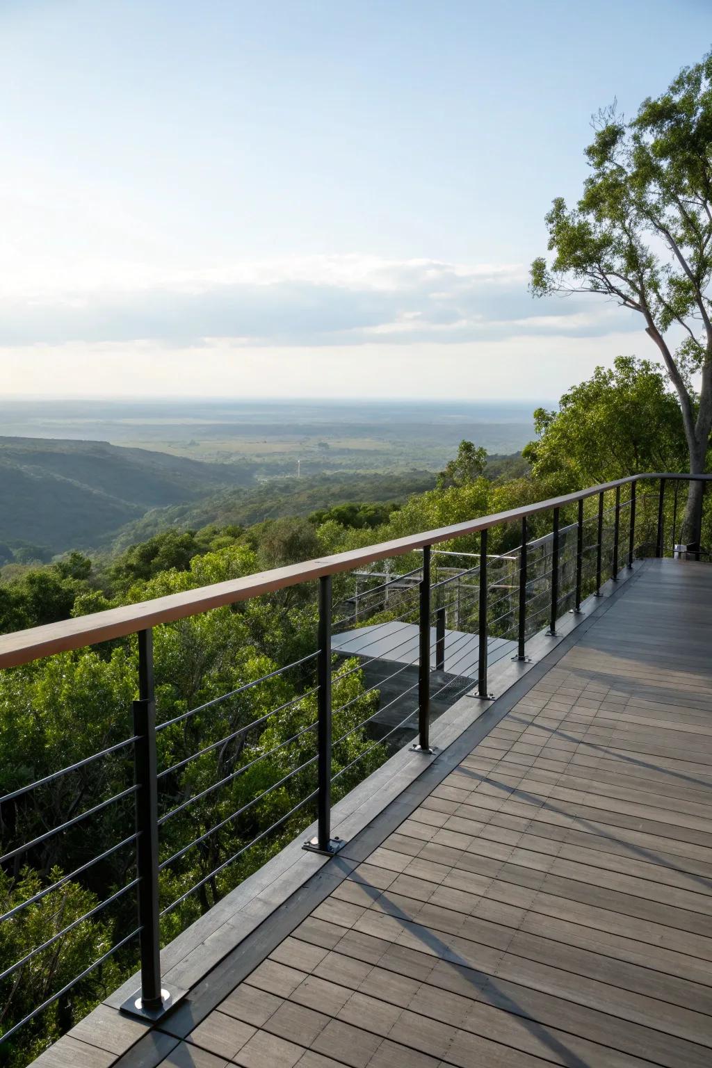 Invisible railings create a seamless transition to the landscape.