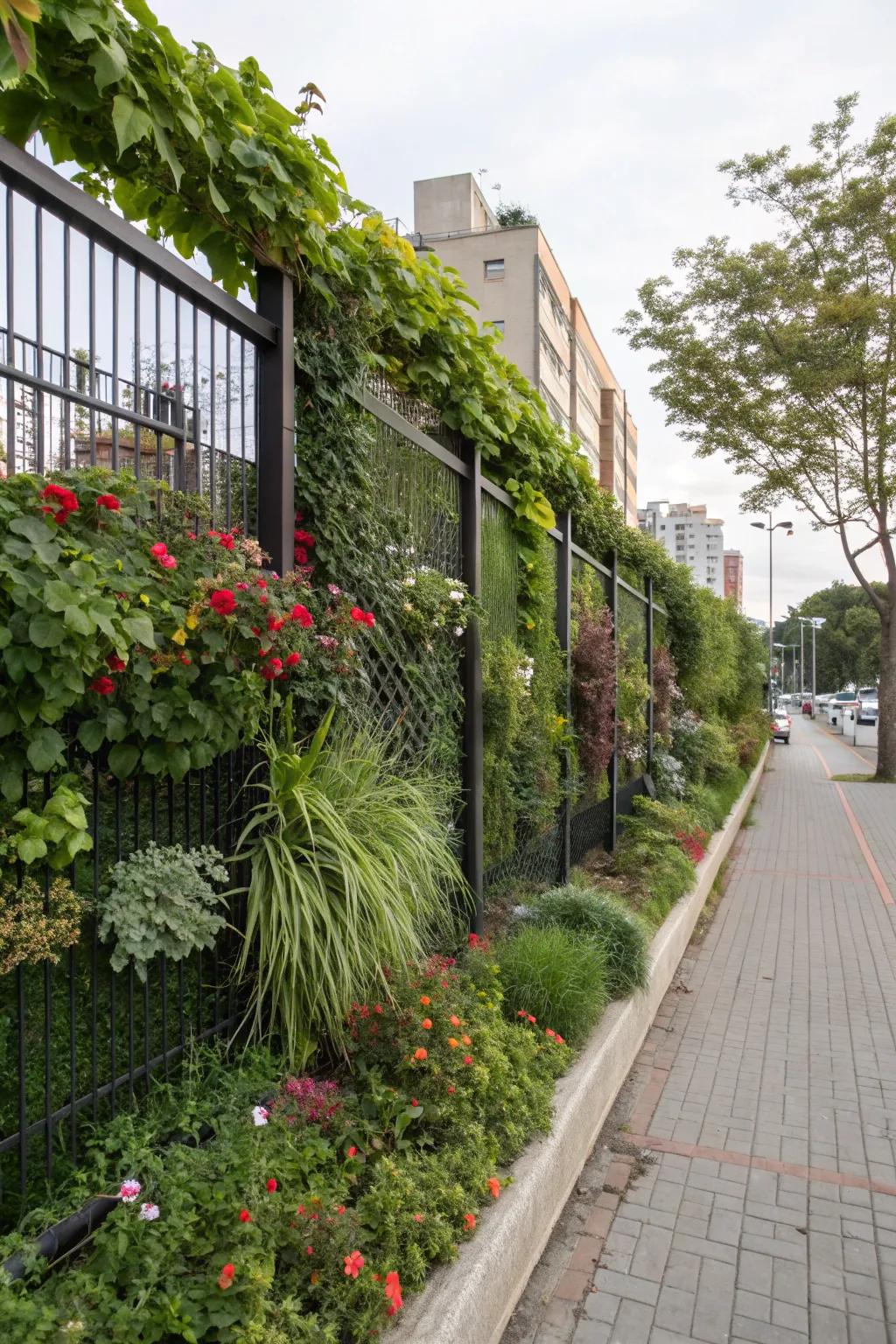 A vertical wall garden maximizing space in a kitchen garden.