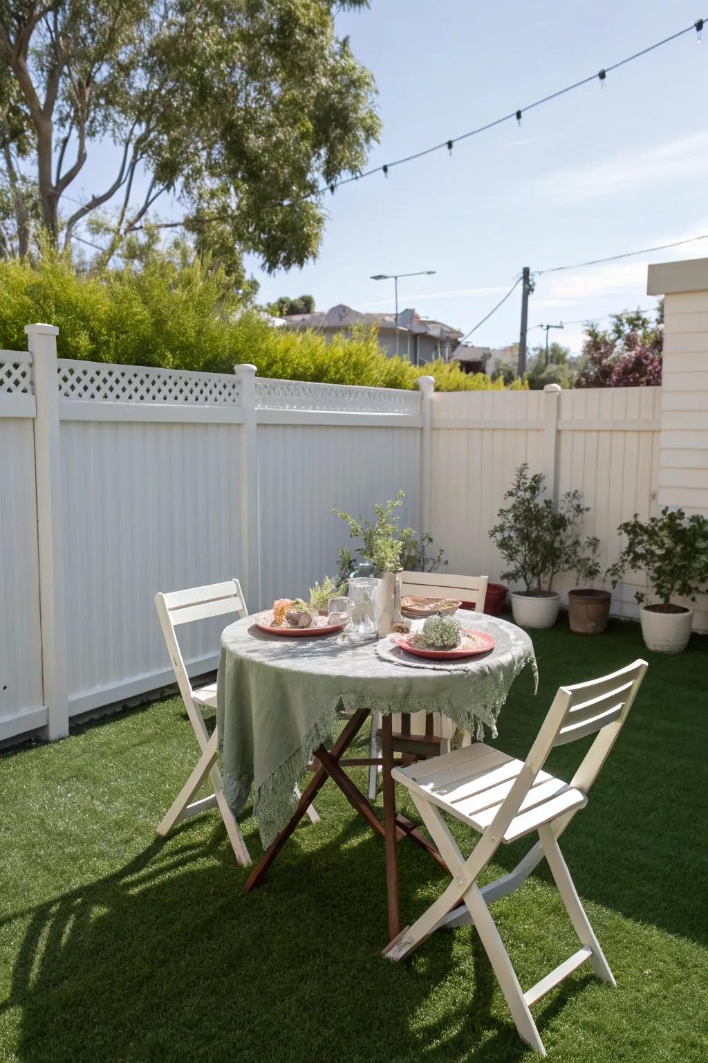 A delightful dining setup for outdoor feasts.