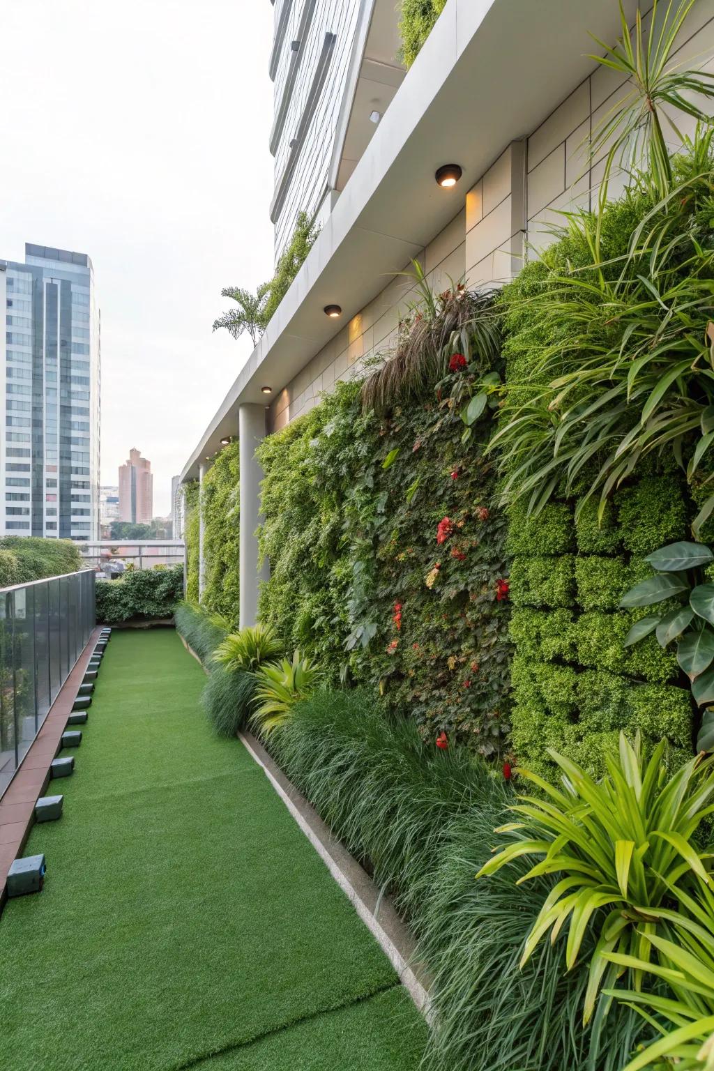Vertical gardens that bring life to backyard walls.