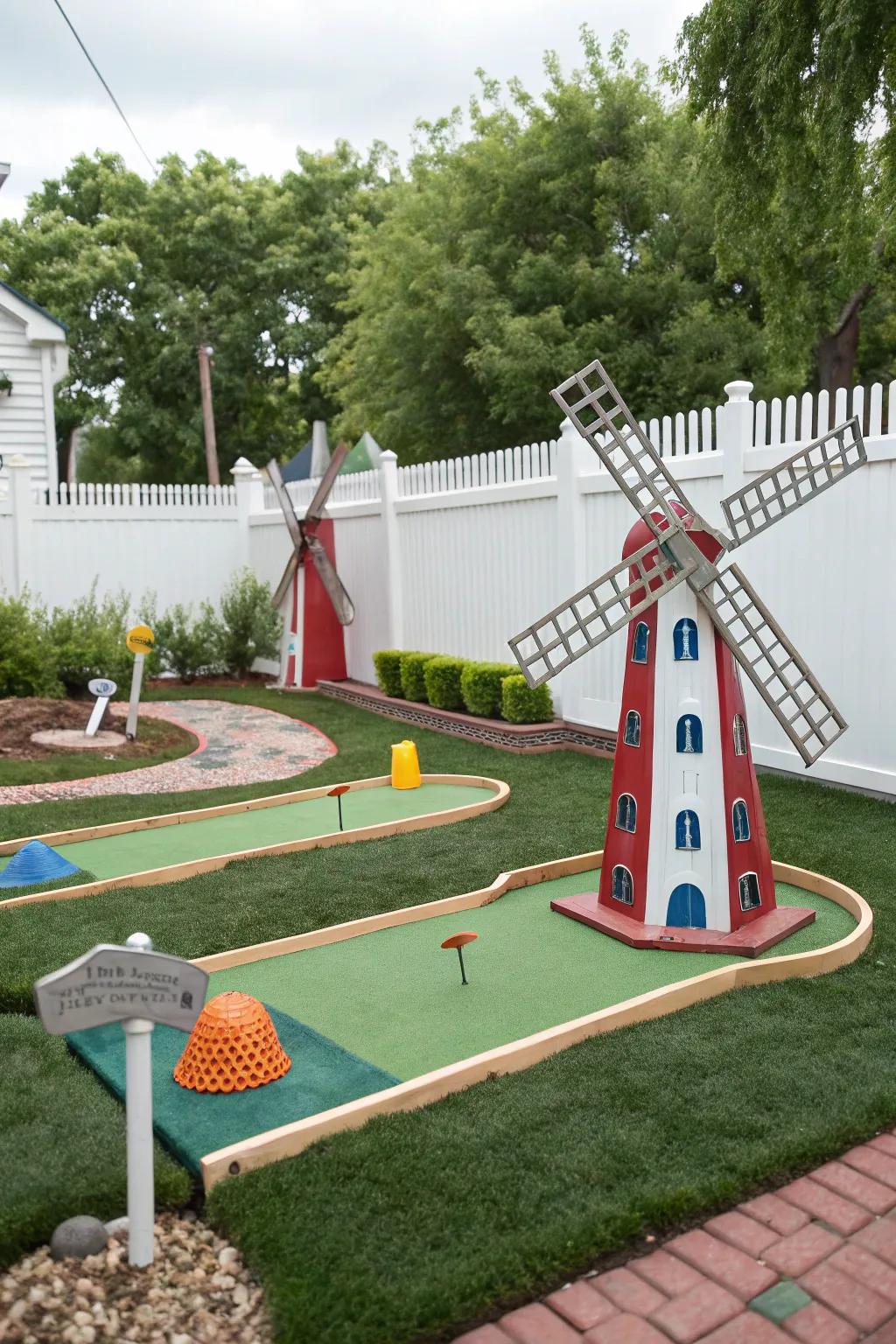 A fun-filled mini golf setup for backyard entertainment.