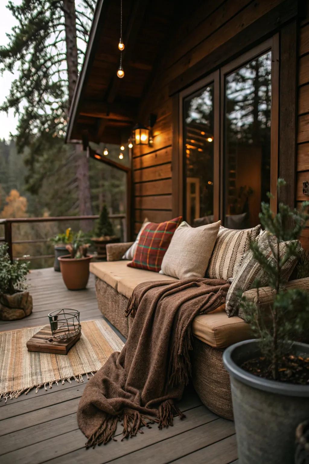 An inviting seating nook perfect for relaxation on the patio.