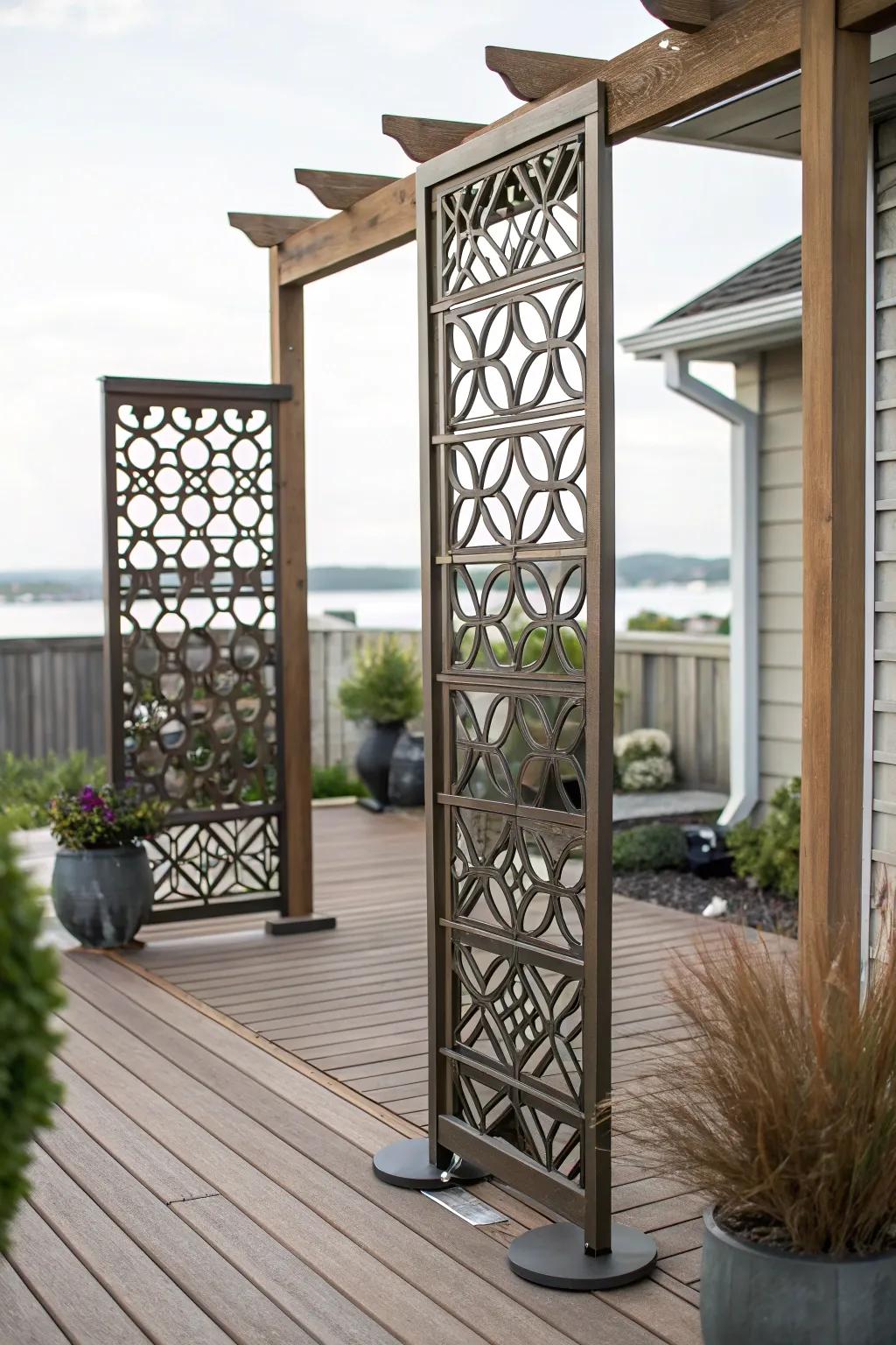 Artistic trellises add a unique and personal touch to your deck.