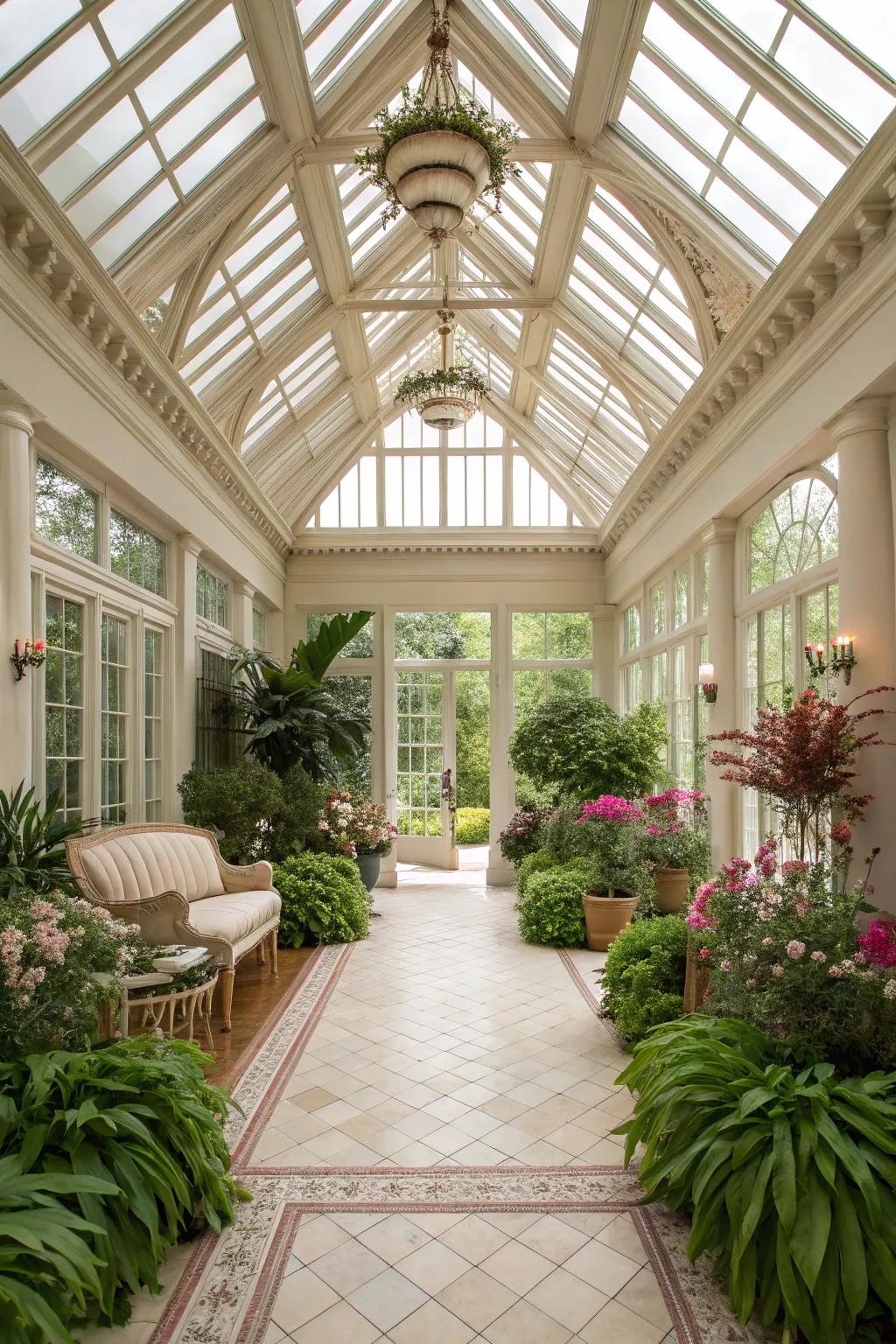 A gable roof adds height and elegance to any conservatory.