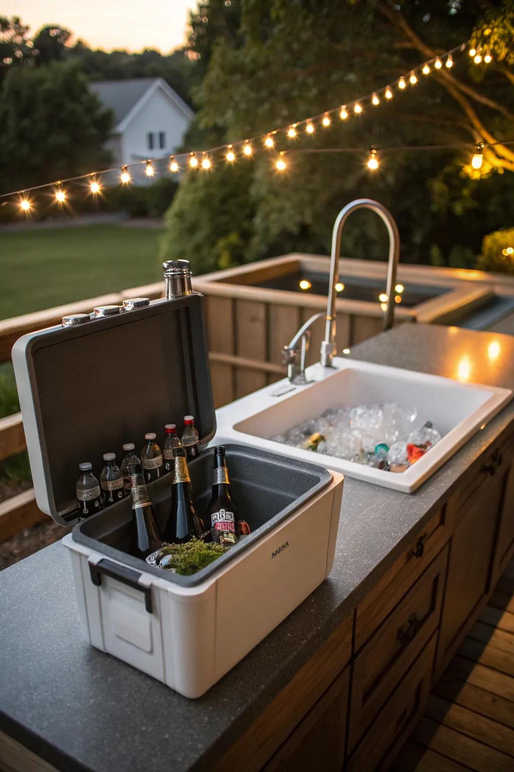 A dual function sink can double as a beverage station.