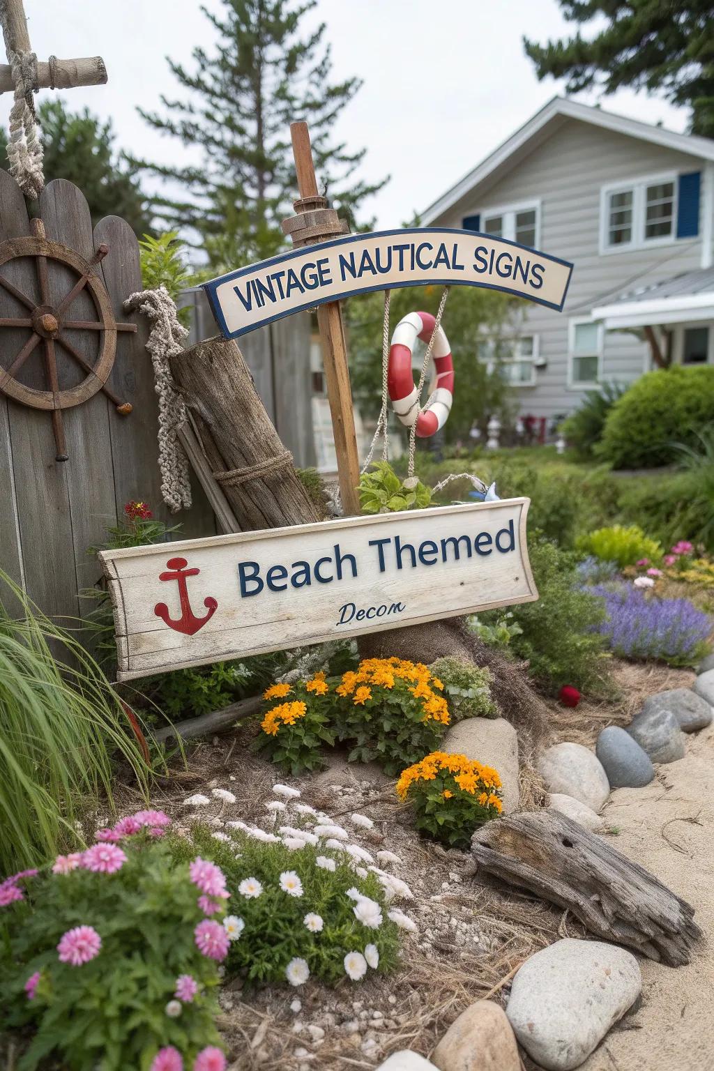 Nautical signs bring a nostalgic seaside feel to your garden.