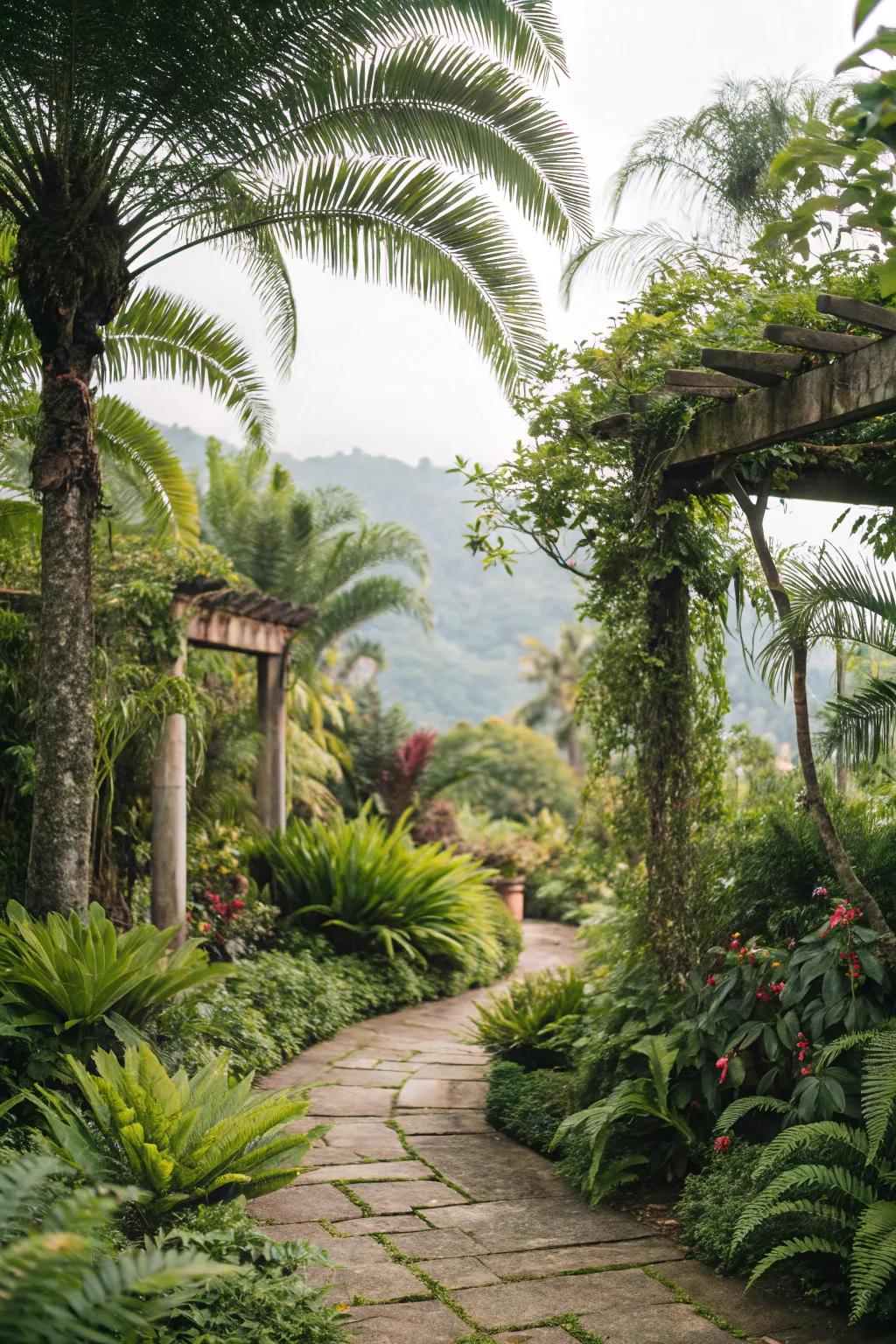 Tropical plants bring exotic flair to your beach-themed garden.