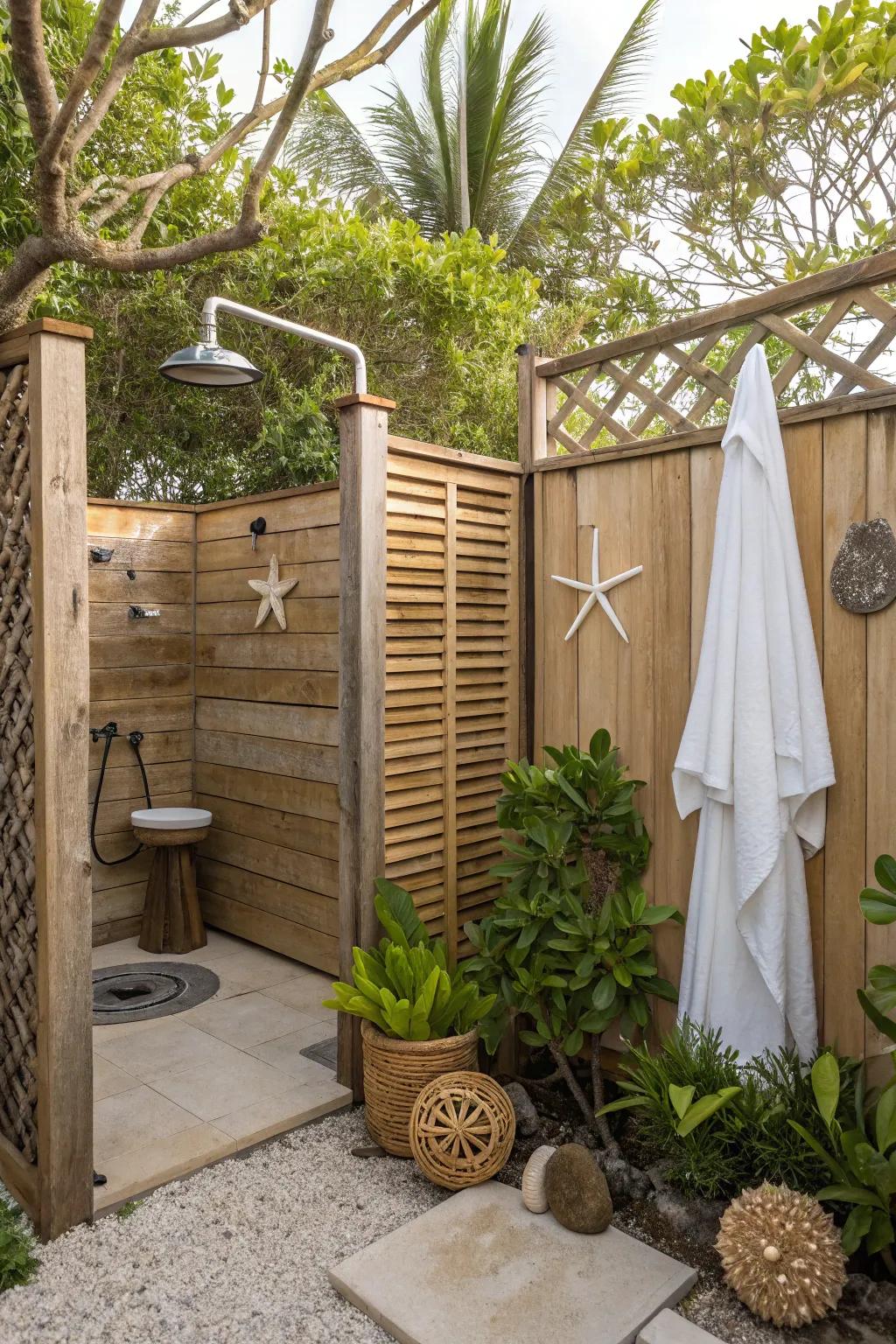 An outdoor shower adds luxury and practicality to your garden.