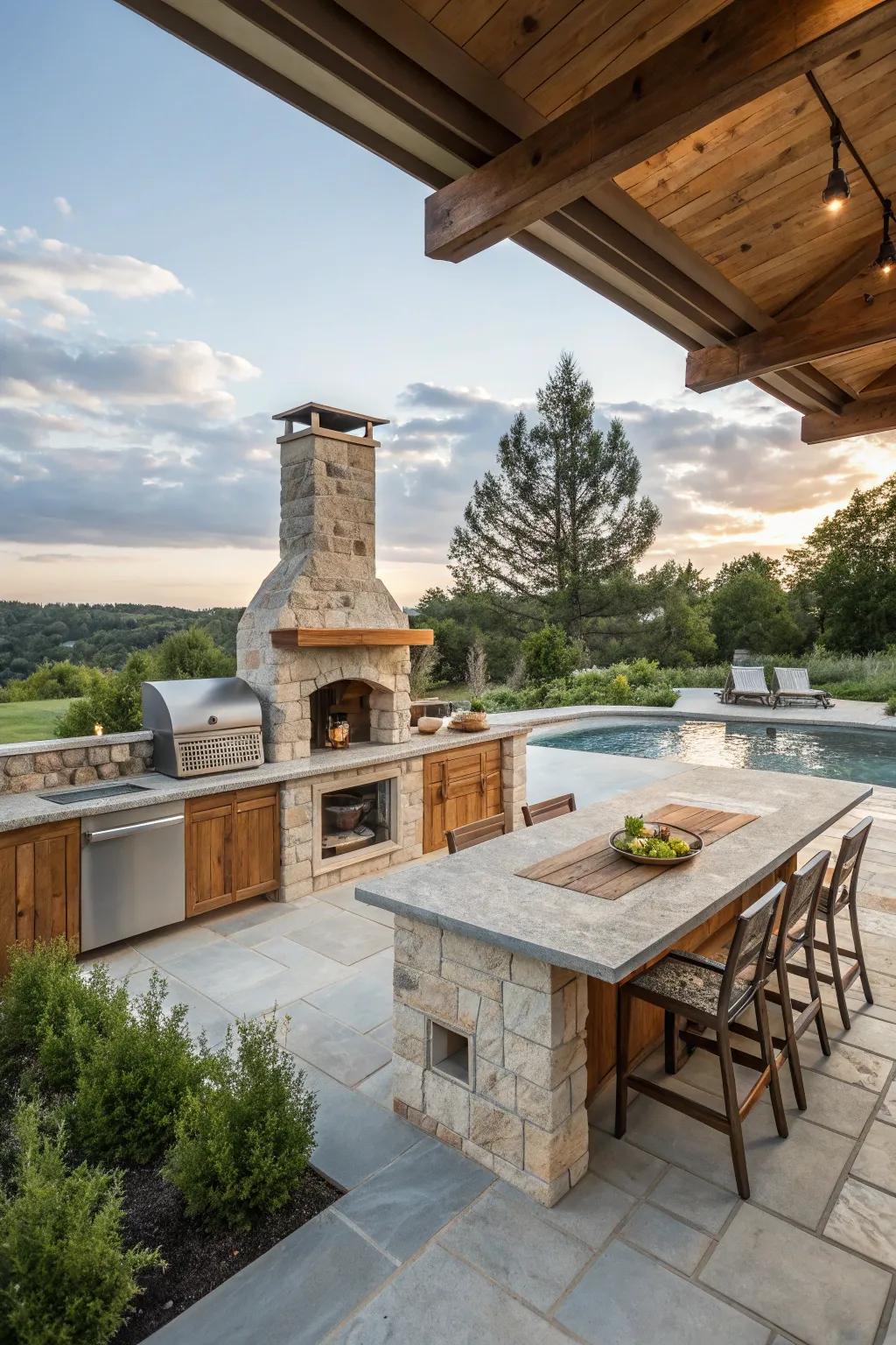 Natural materials blending beautifully with the outdoor setting.