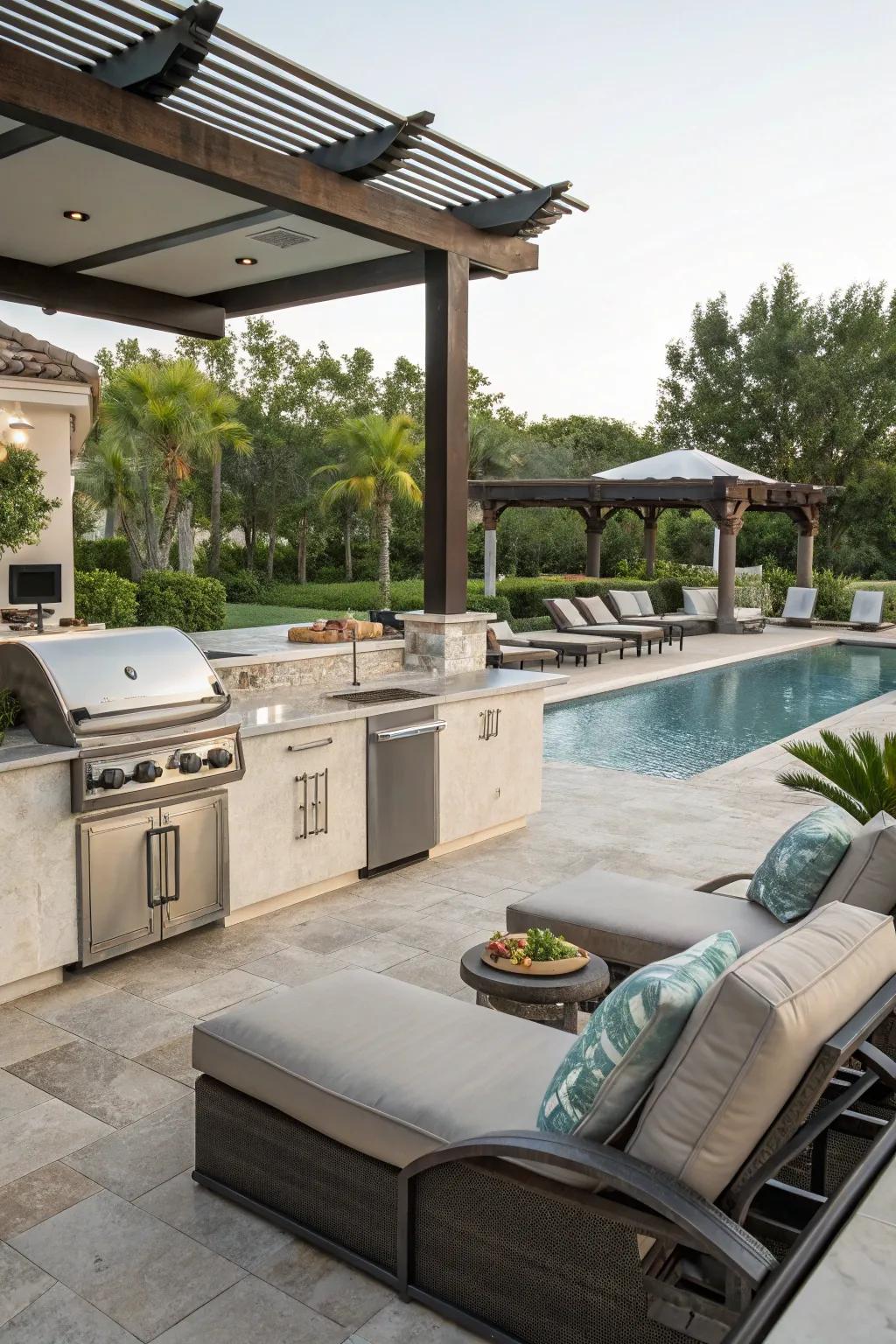 Luxury resort style with elegant and plush seating.