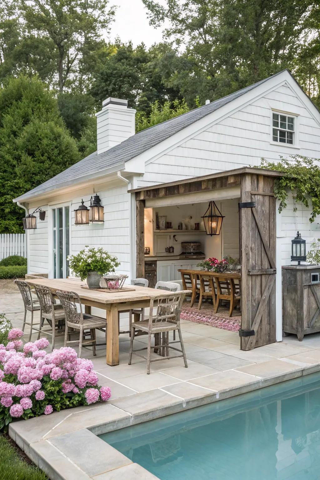 Farmhouse charm with cozy, inviting decor.