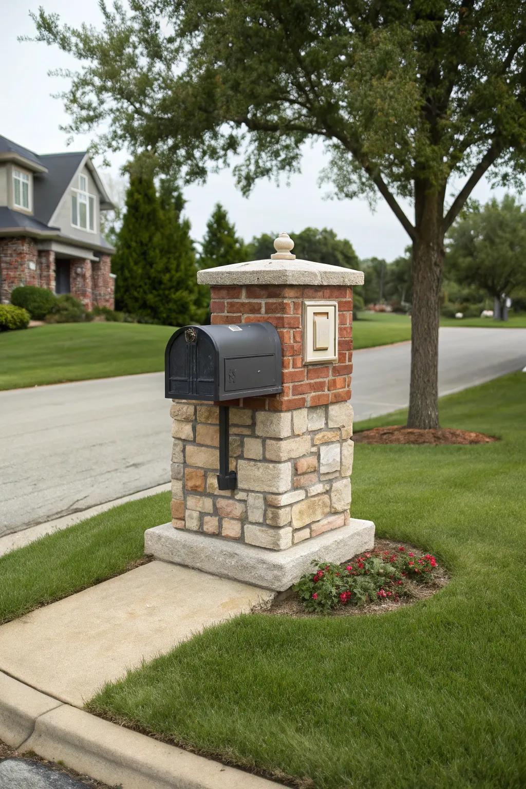 Enhance durability and style with a brick and stone mailbox.