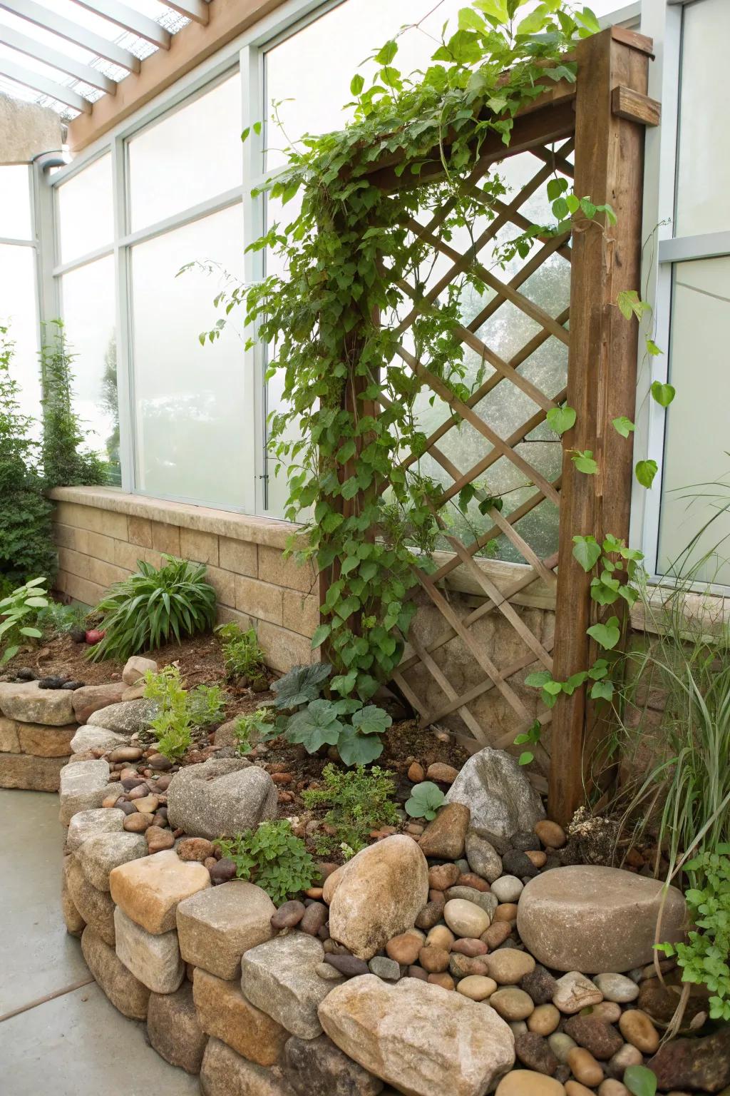 Vertical gardens make use of every inch of space.