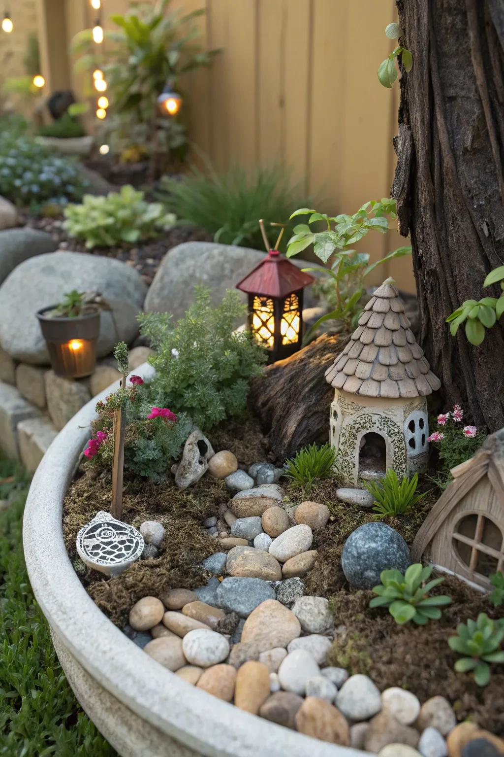 Fairy gardens enchant with whimsy and charm.