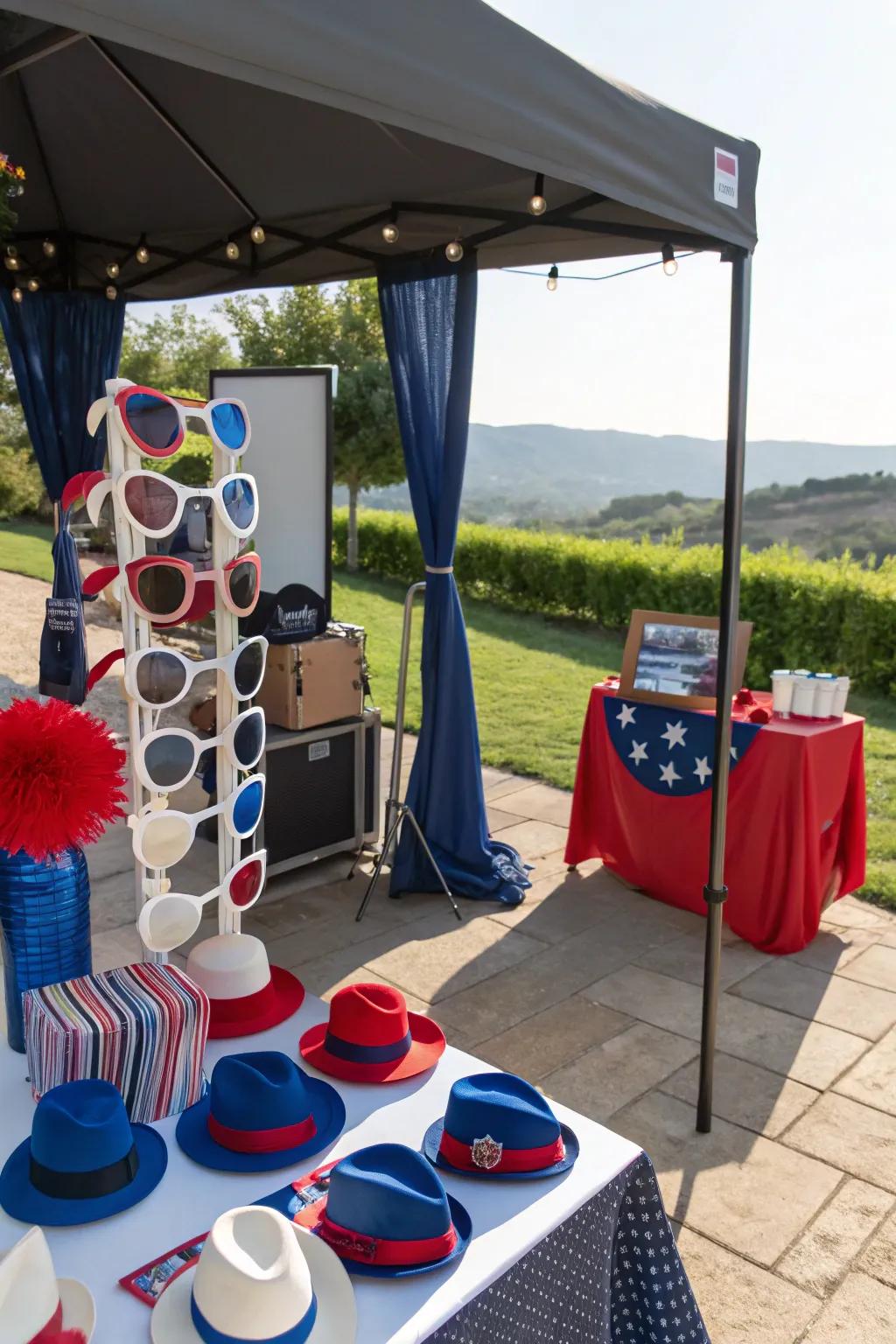 Capture memories with a playful photo booth setup.