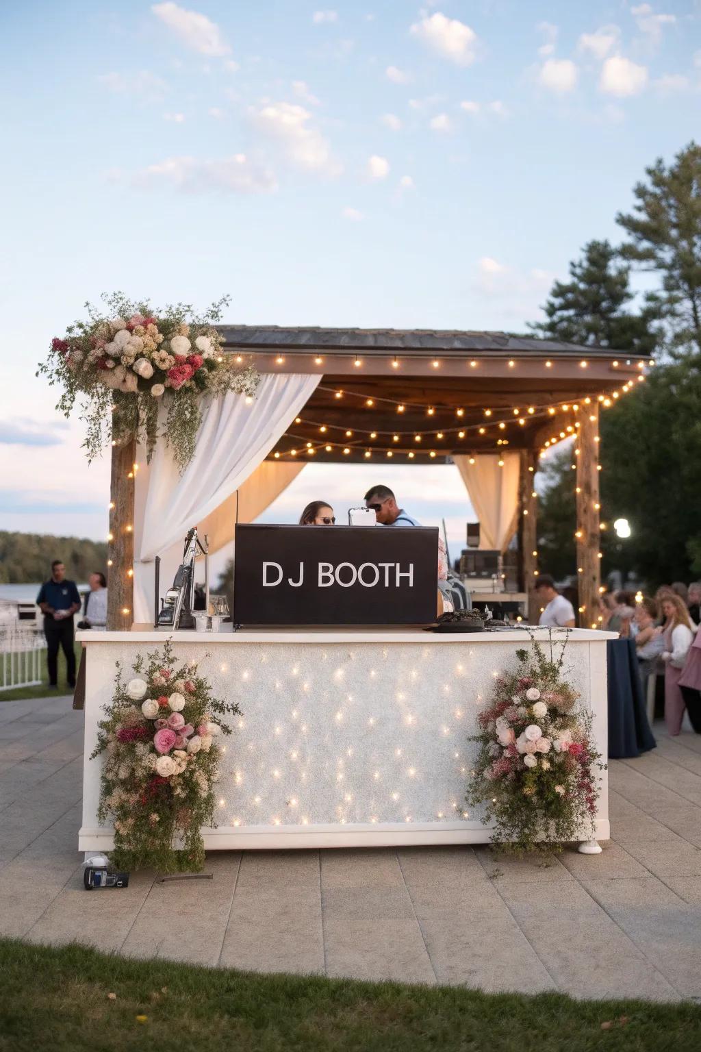 Custom signage personalizes the wedding experience.