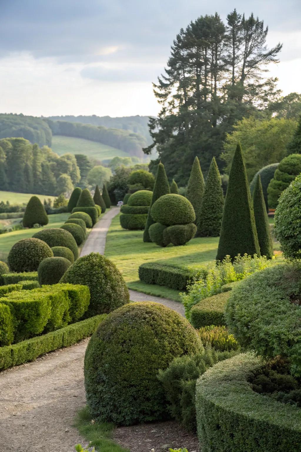 Cloud pruning offers a gentle, flowing aesthetic in topiary design.