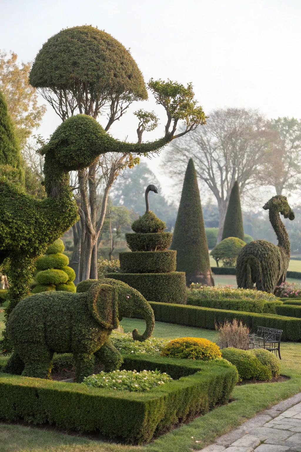 Topiary as living art transforms gardens into creative masterpieces.