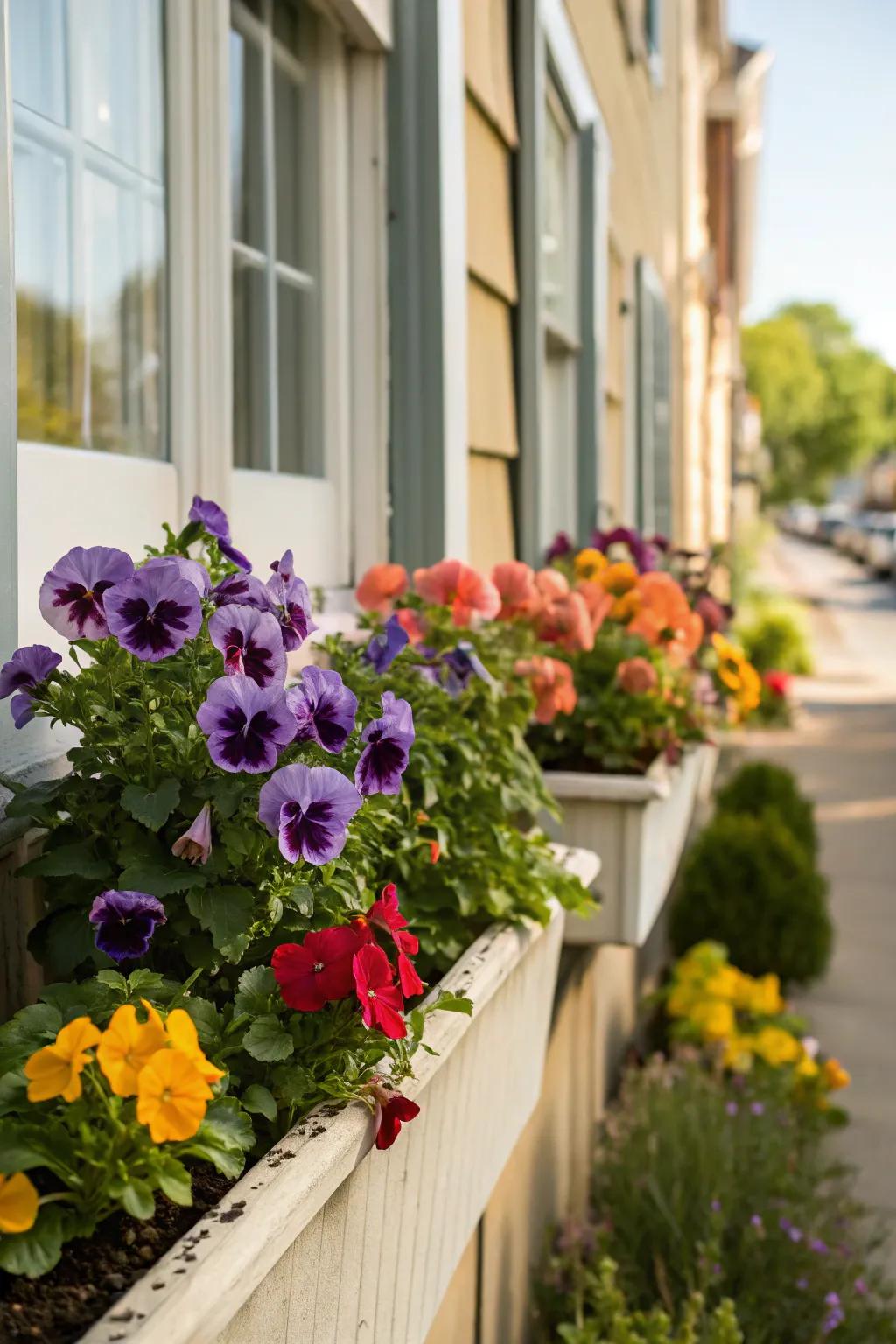 Brighten your windows with colorful flower boxes.