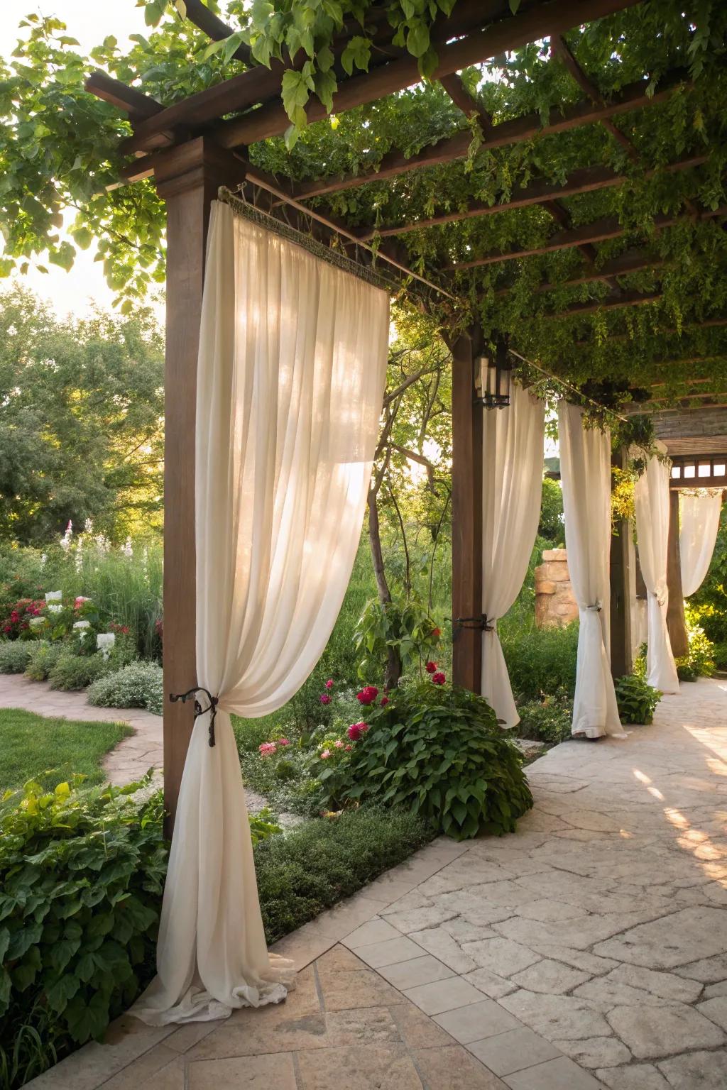 Curtains provide privacy and elegance to your pergola.