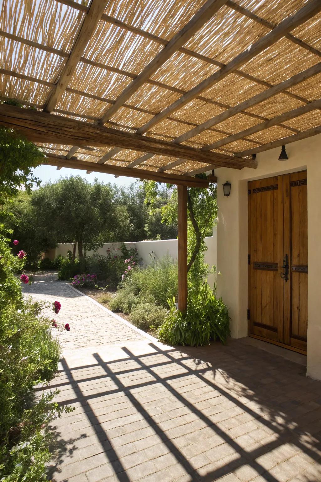 A natural reed roof provides shade and a serene vibe.