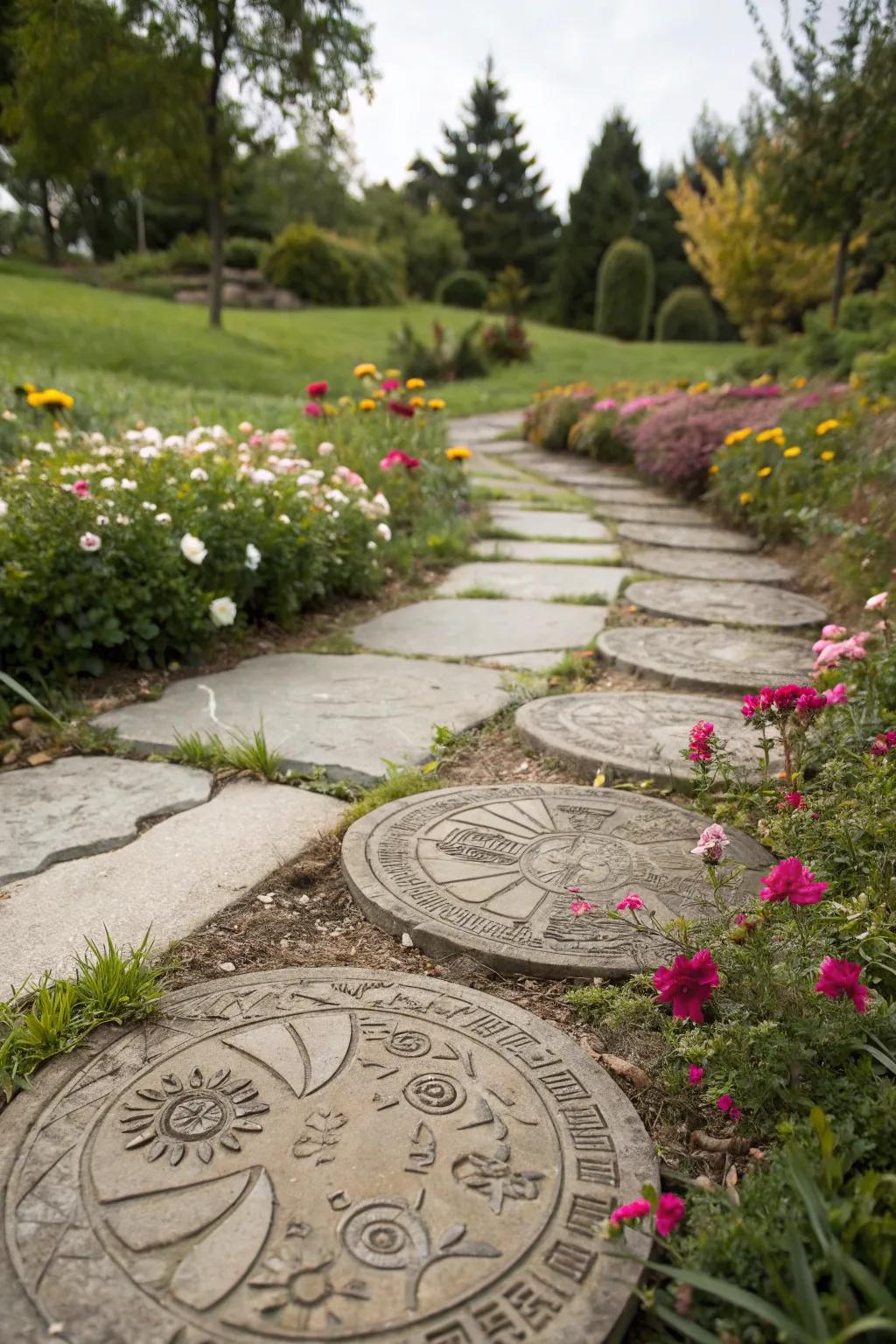 Personalized stepping stones adding a personal touch.