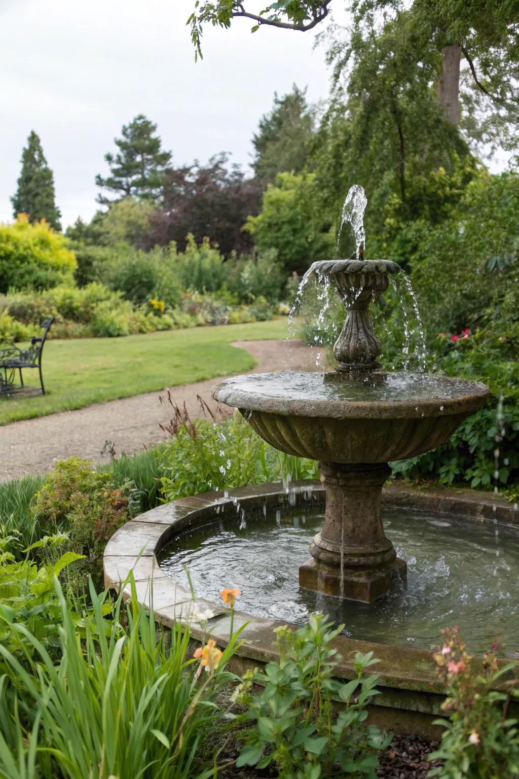 A small fountain providing a soothing soundscape.