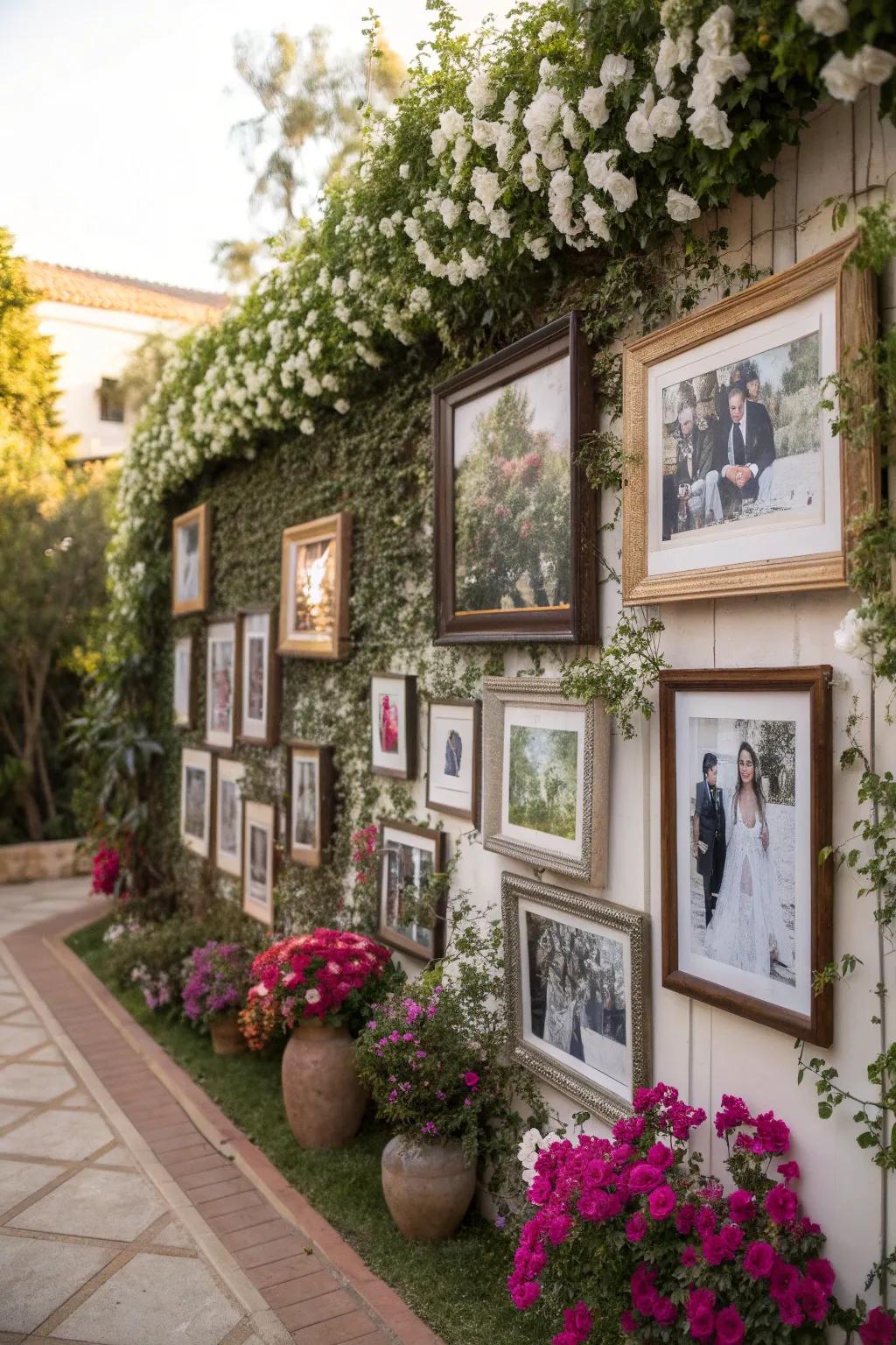 A memory wall capturing cherished moments.