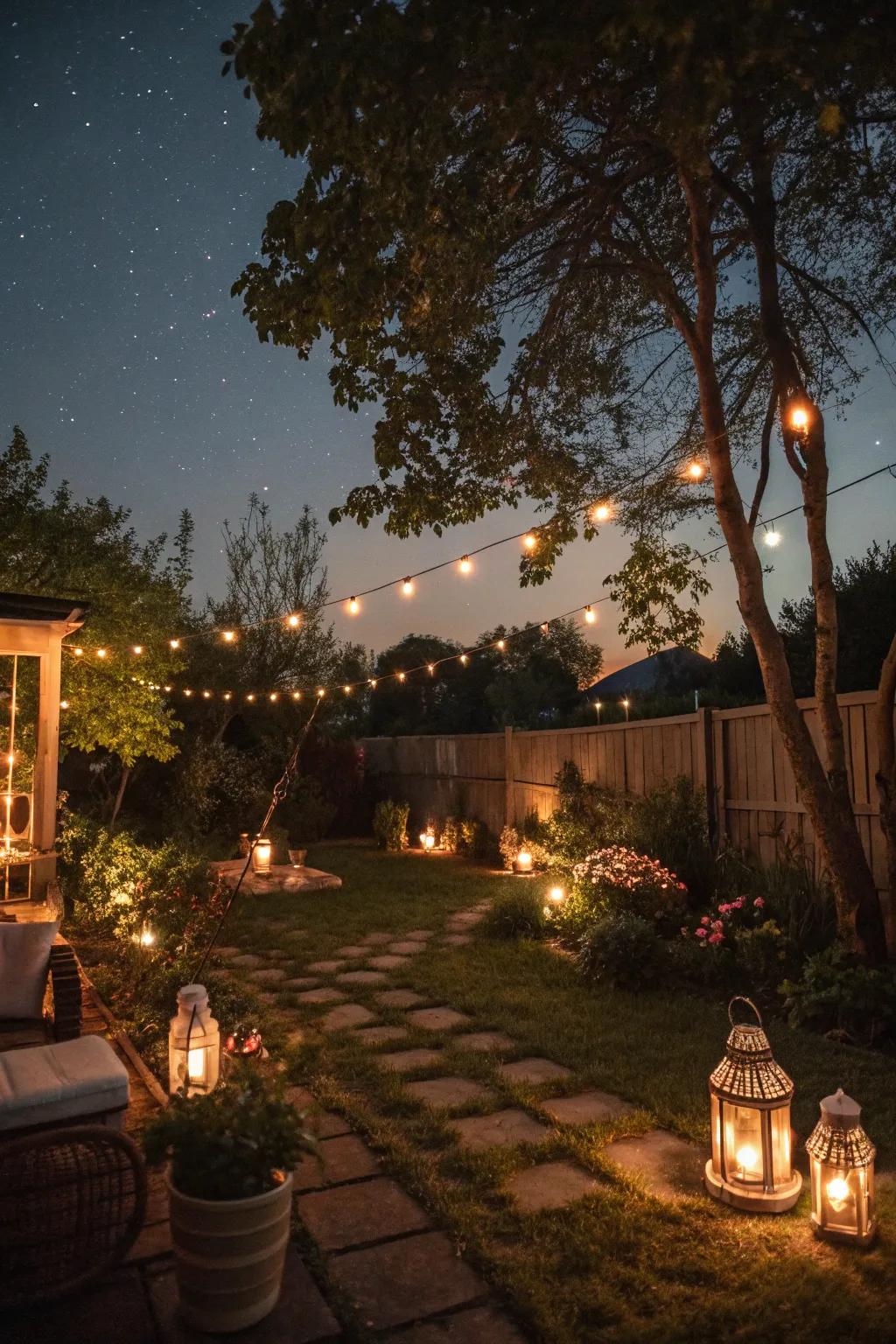 Outdoor lighting transforms your backyard into a magical evening retreat.