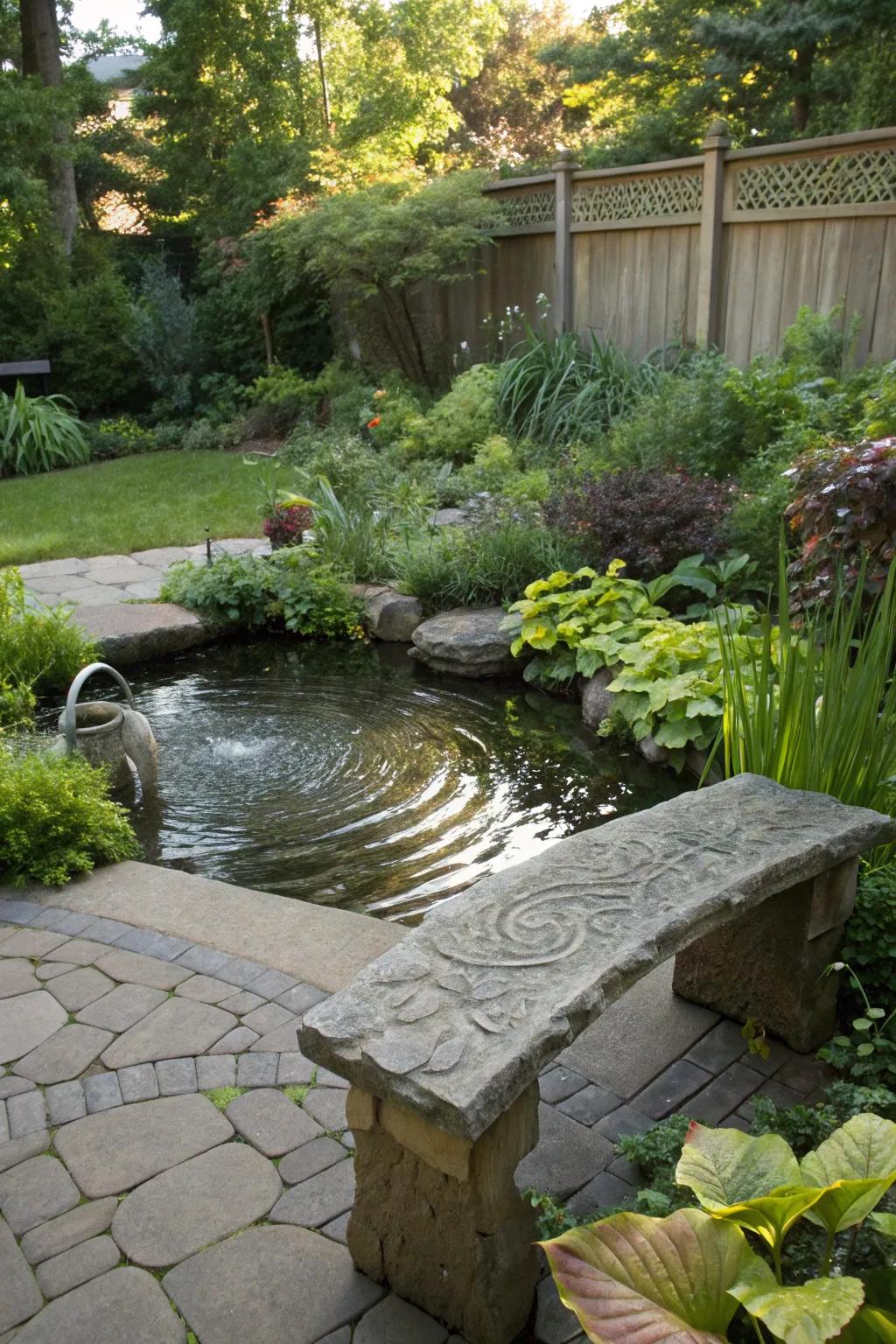 A water feature introduces serenity and movement to your backyard.