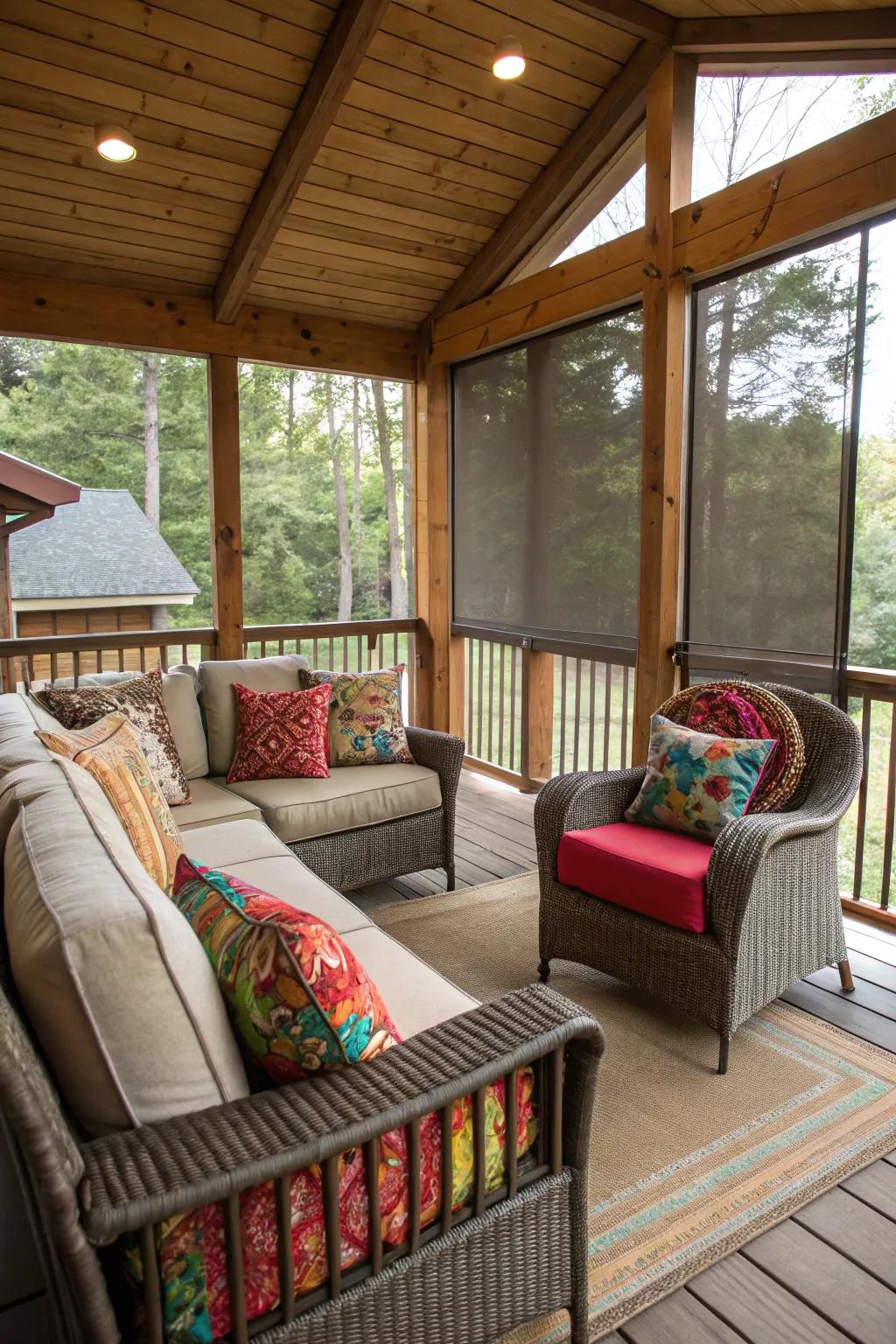 Insulated furniture keeps you cozy on cooler days.