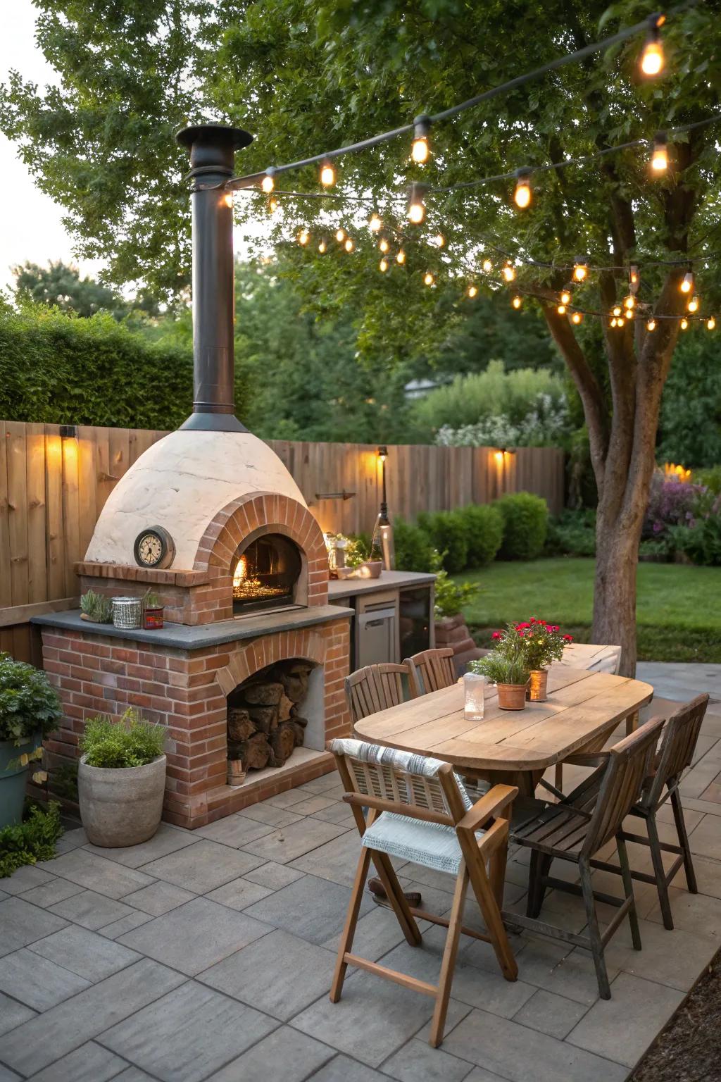 A pizza oven adds a fun and delicious element to any outdoor gathering.