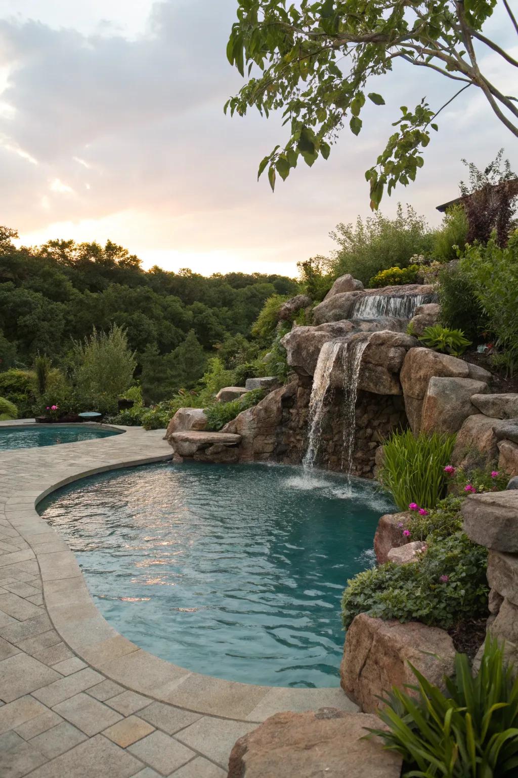 Add tranquility to your pool with a beautiful waterfall.