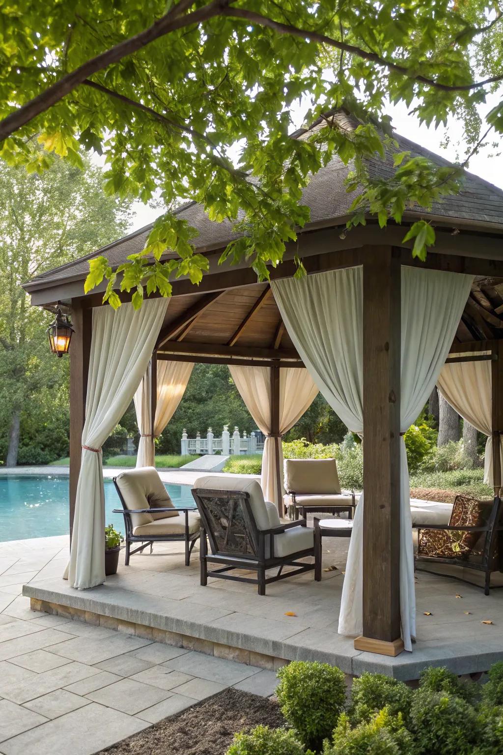 Enhance your pool area with a comfortable outdoor living space.
