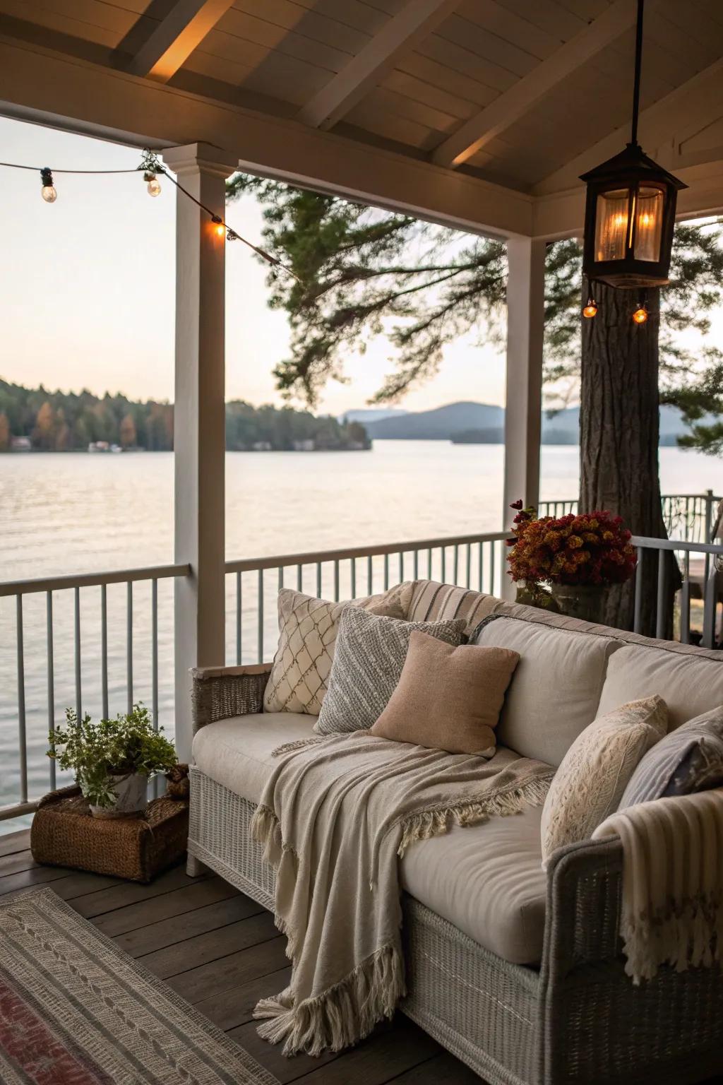 A cozy nook perfect for lakeside relaxation.