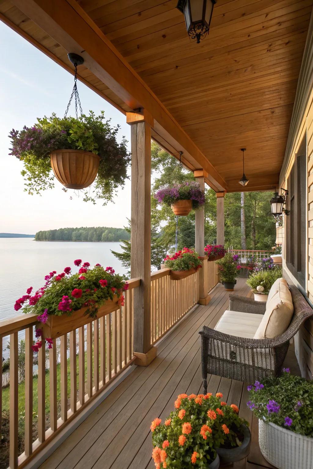 Lush greenery breathes life into your porch.