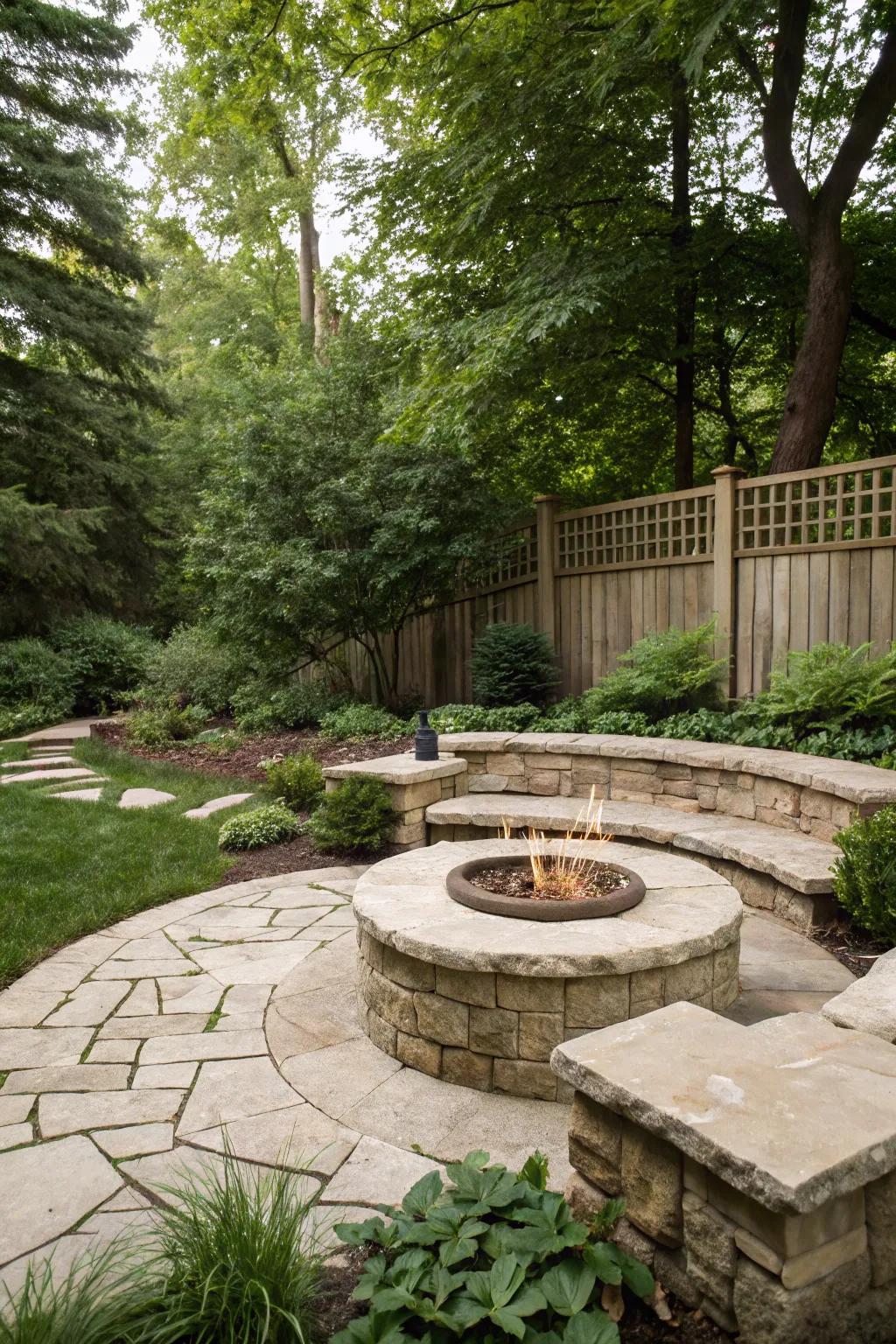 Limestone fire pits are both durable and inviting.