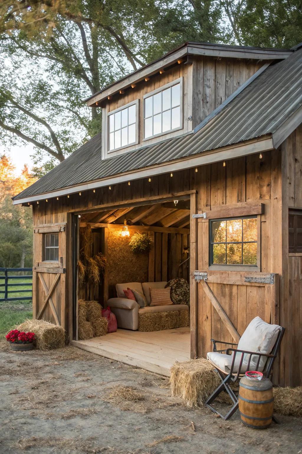 A loft provides extra storage and charm.