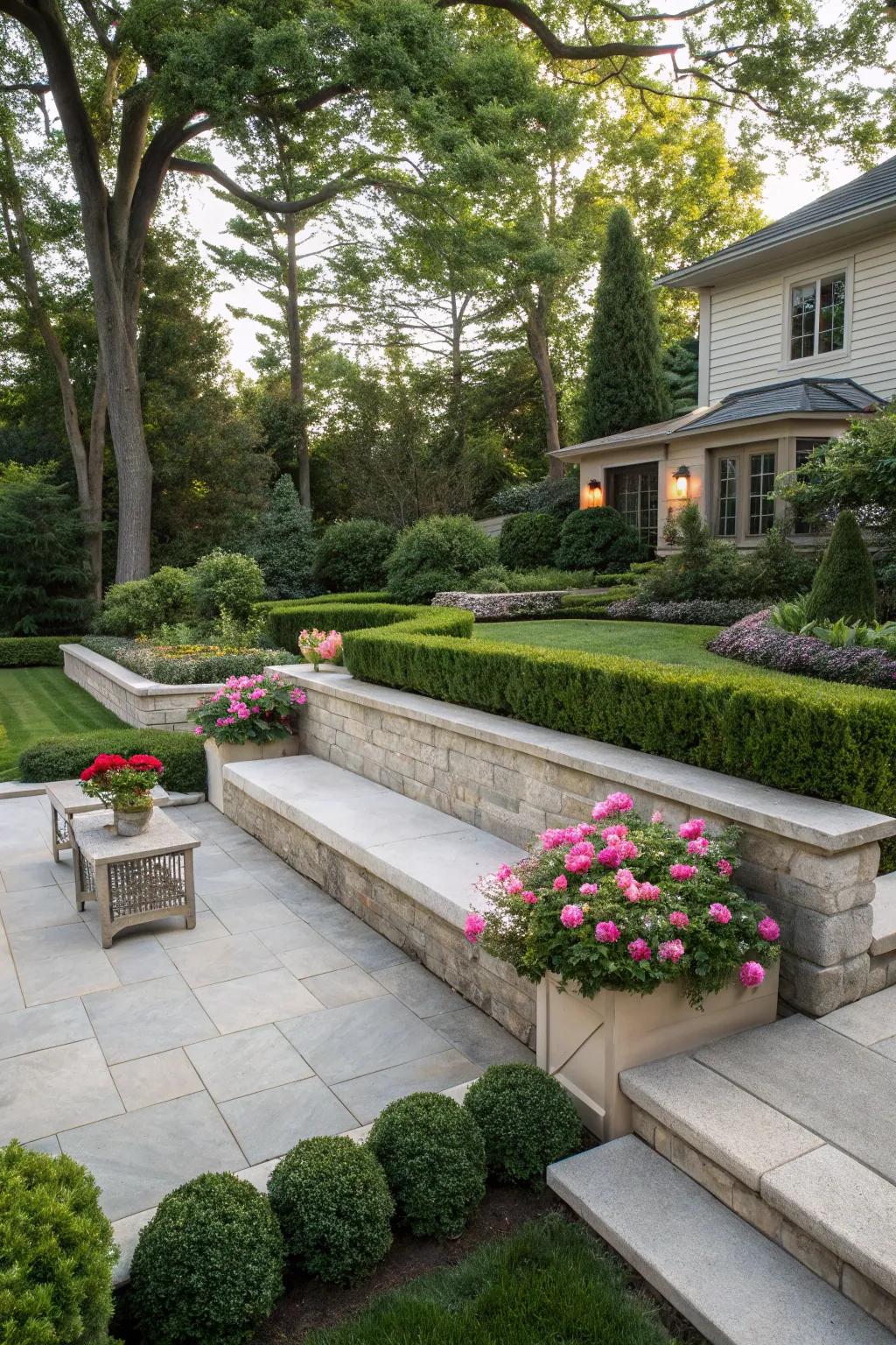 Seating walls add function and form.