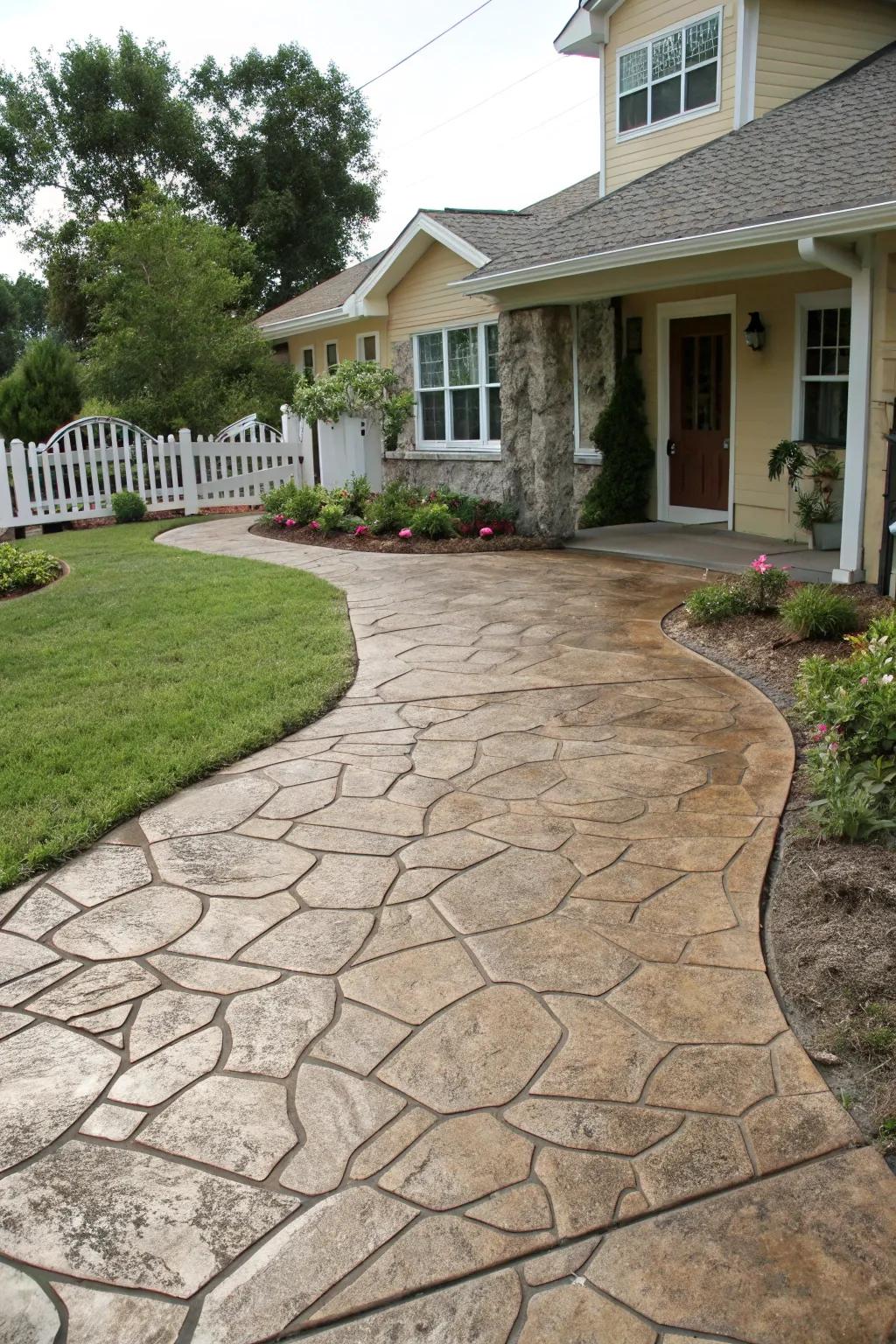 Stamped concrete offers elegance on a budget.
