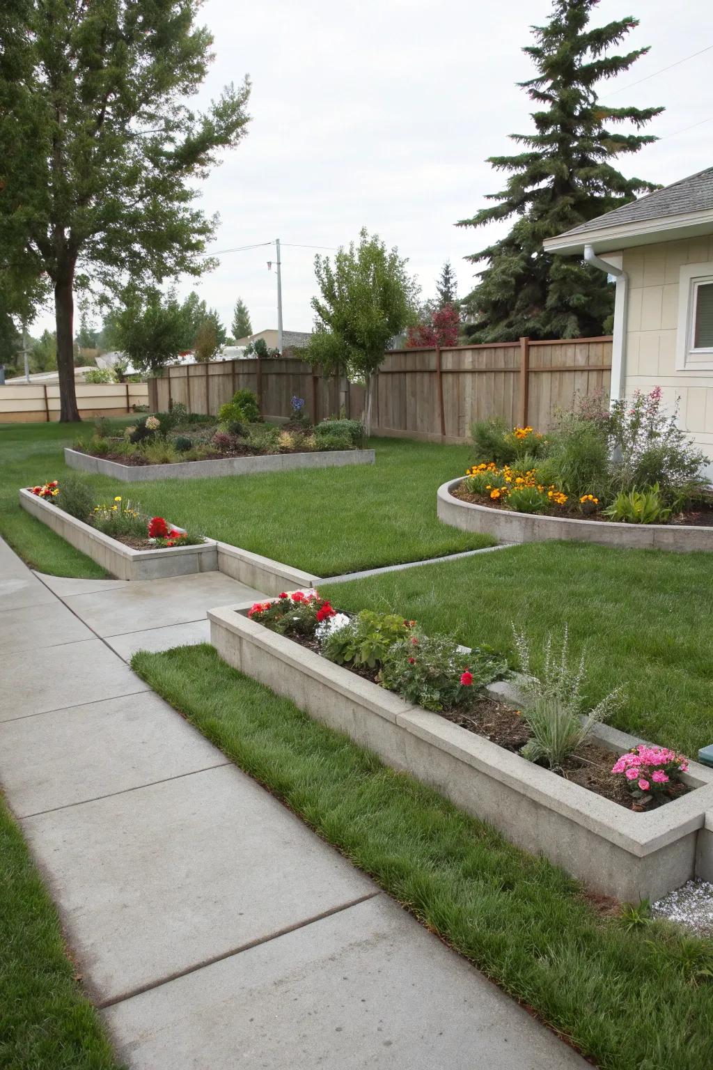 Concrete edging adds structure and detail.