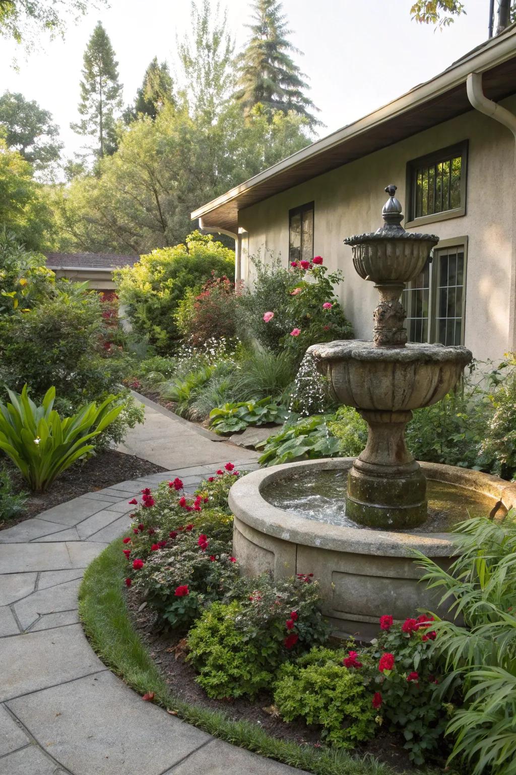 Water features offer tranquility and elegance.