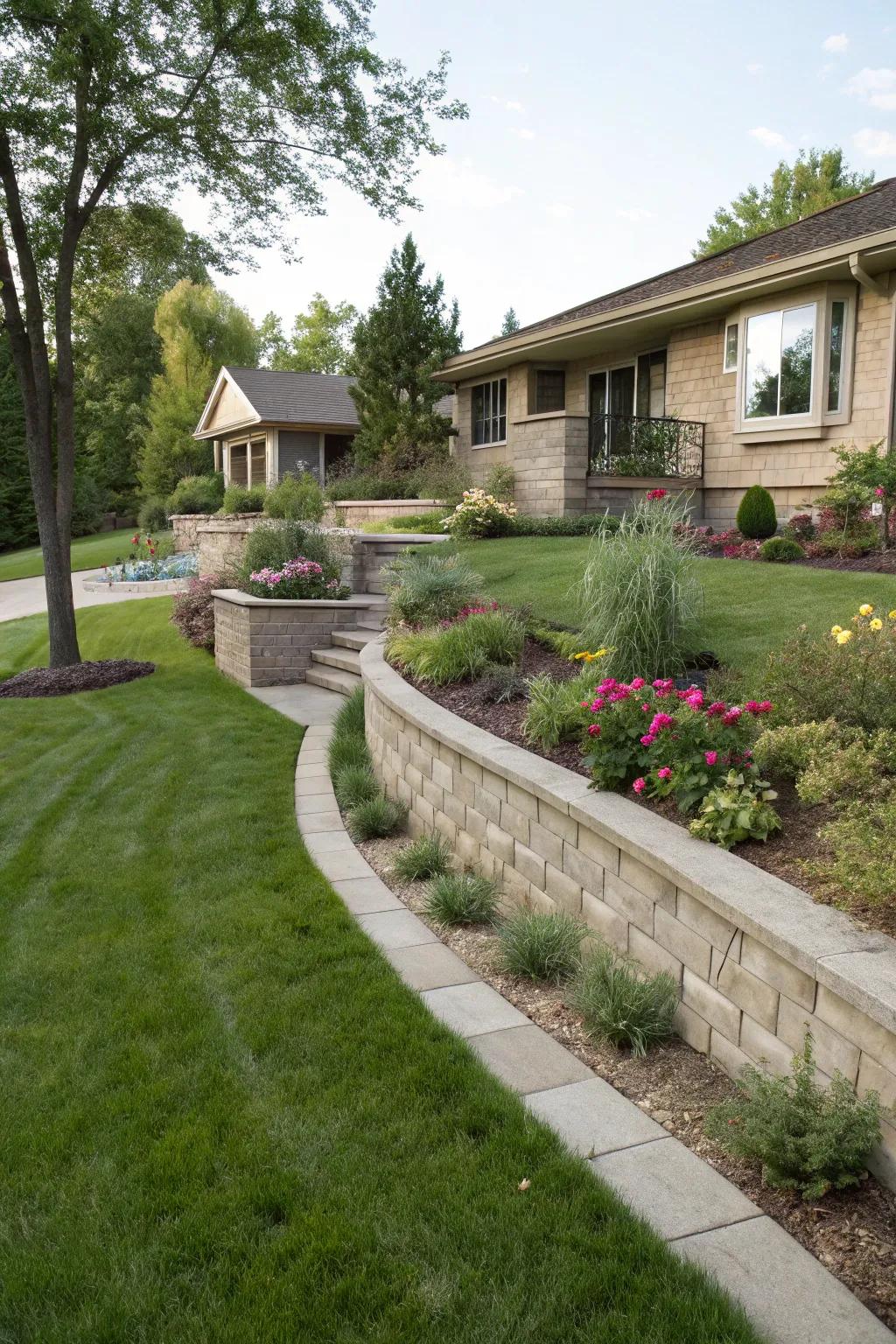 Retaining walls offer support and style.