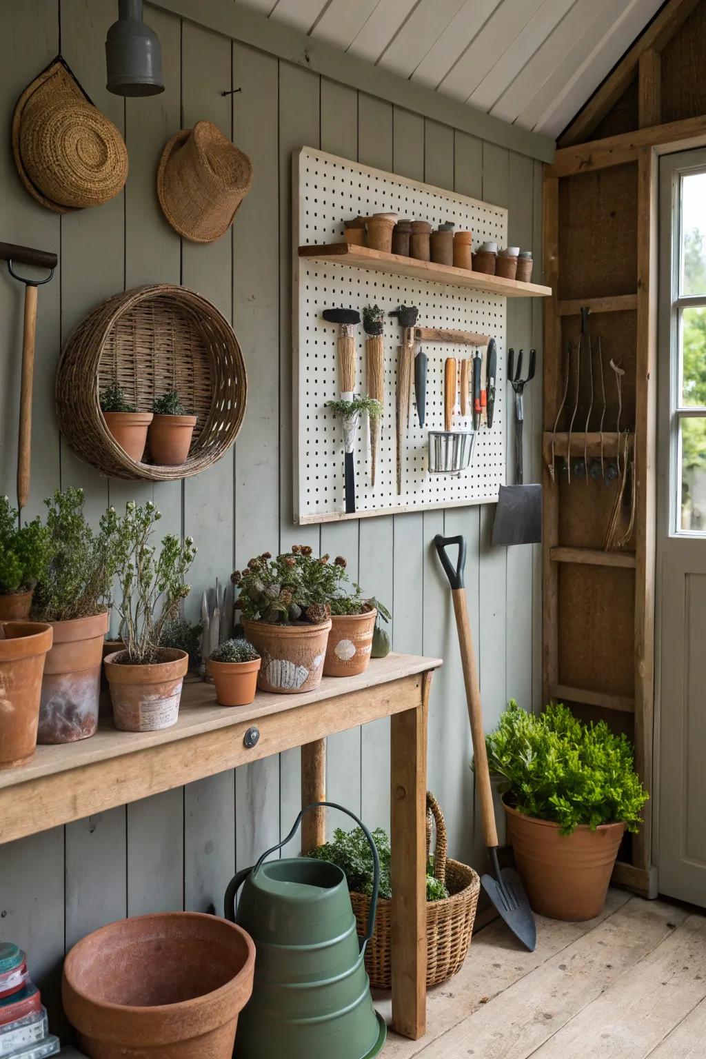 Pegboards provide versatile and customizable storage solutions.
