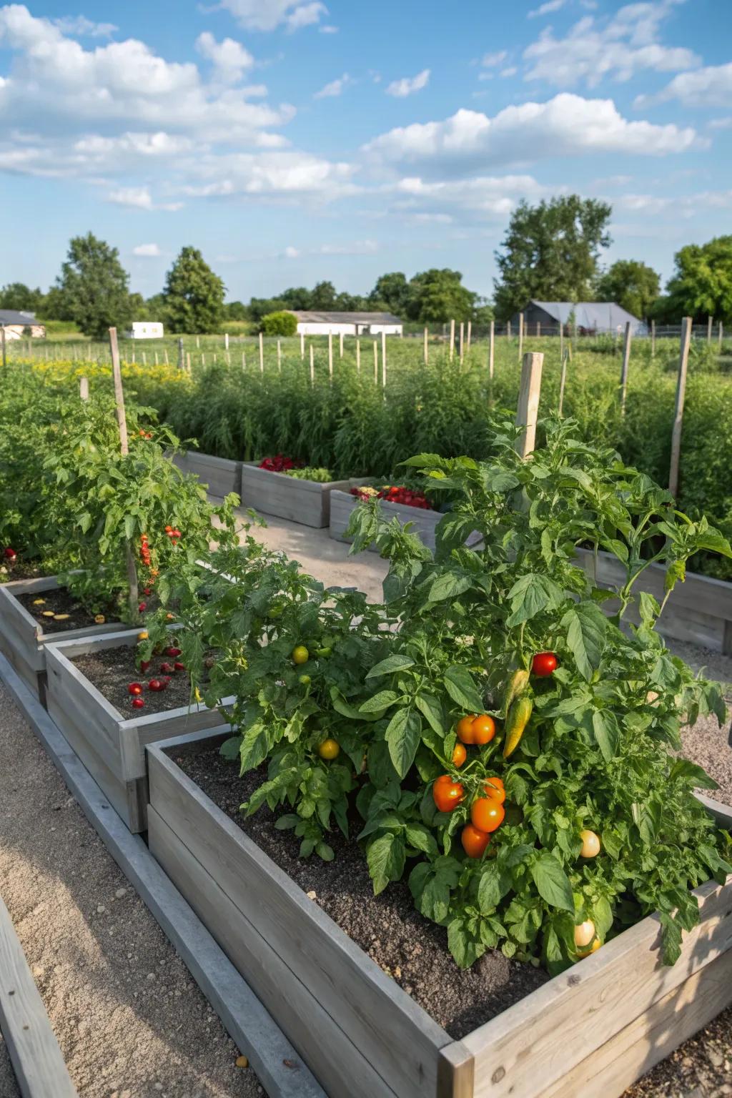 A productive vegetable patch brimming with fresh produce.