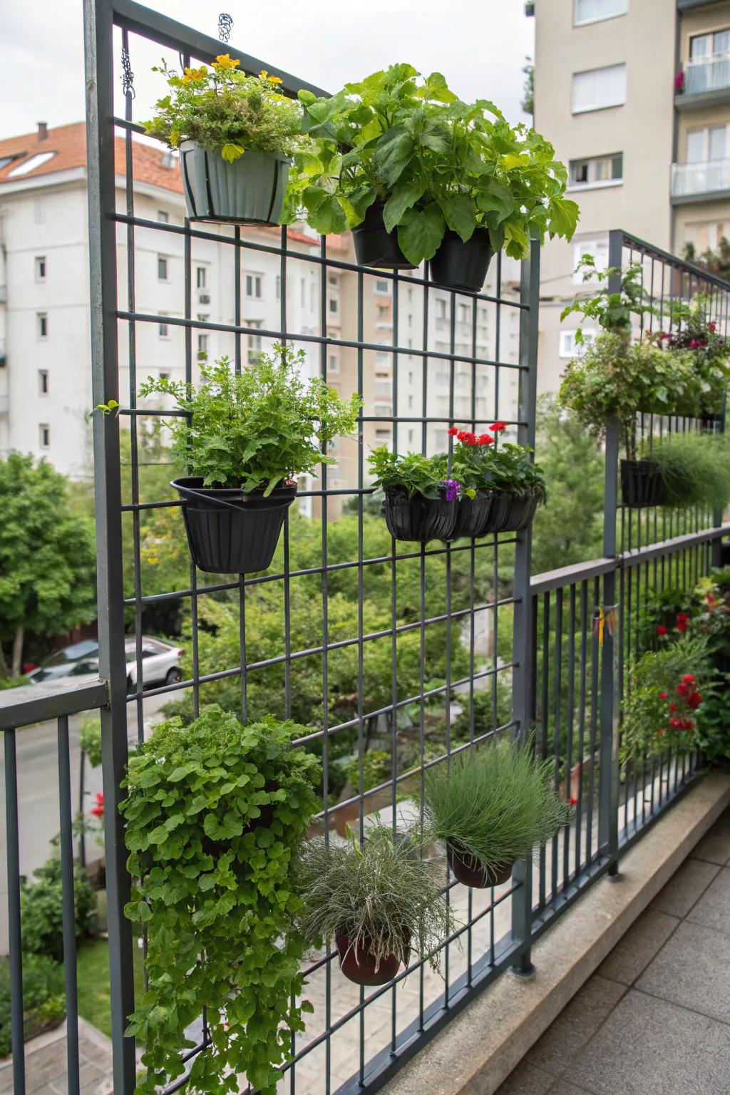 A structured metal grid system for an elegant living wall.
